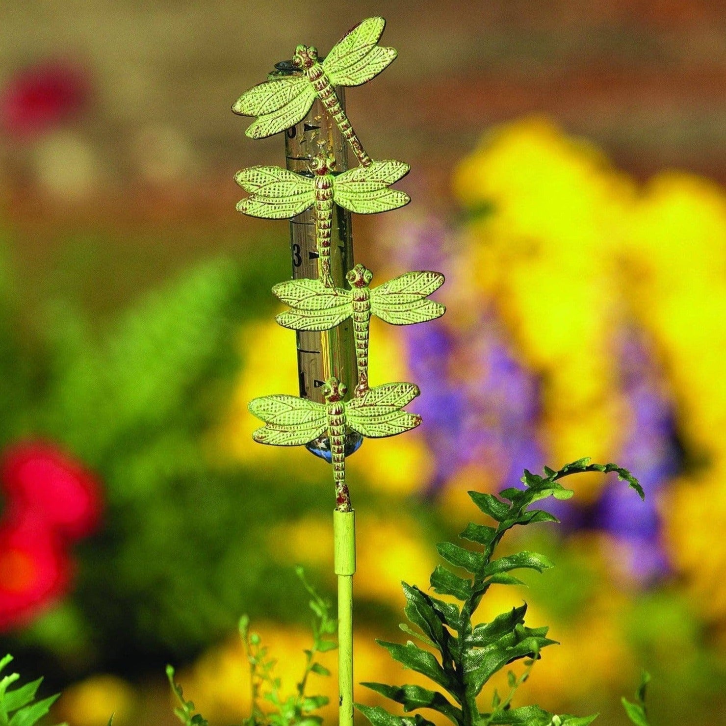 Cast Brass Dragonfly Rain Gauge - Elegant Outdoor Garden Decor for Measuring Rainfall - Perfect for Weather Enthusiasts & Garden Lovers