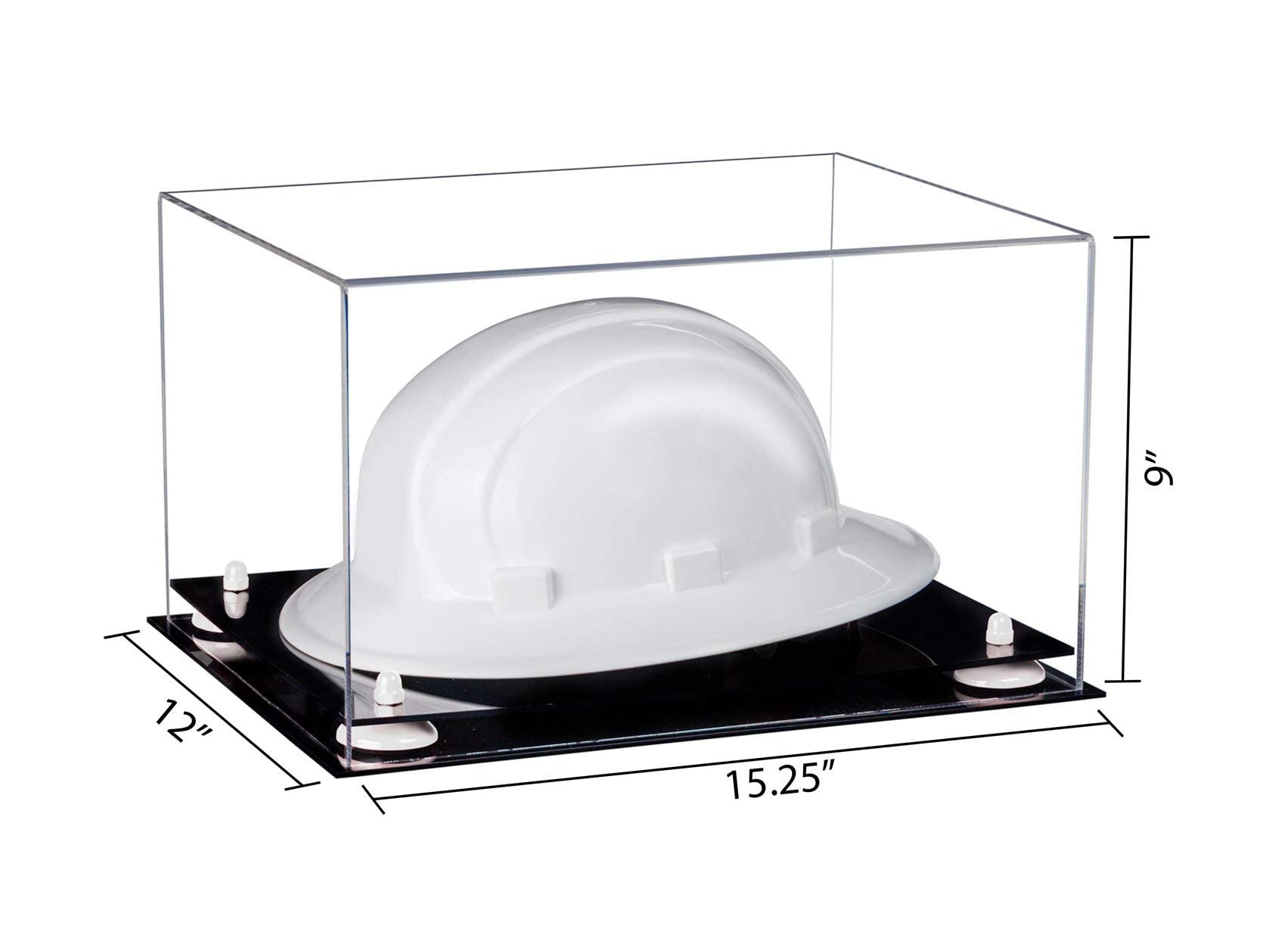 Clear Acrylic Large Helmet Display Case - Protective Hard Hat Showcase for Collectibles & Safety Gear - Perfect for Sports Memorabilia, Construction Equipment, and Industrial Safety Demonstrations