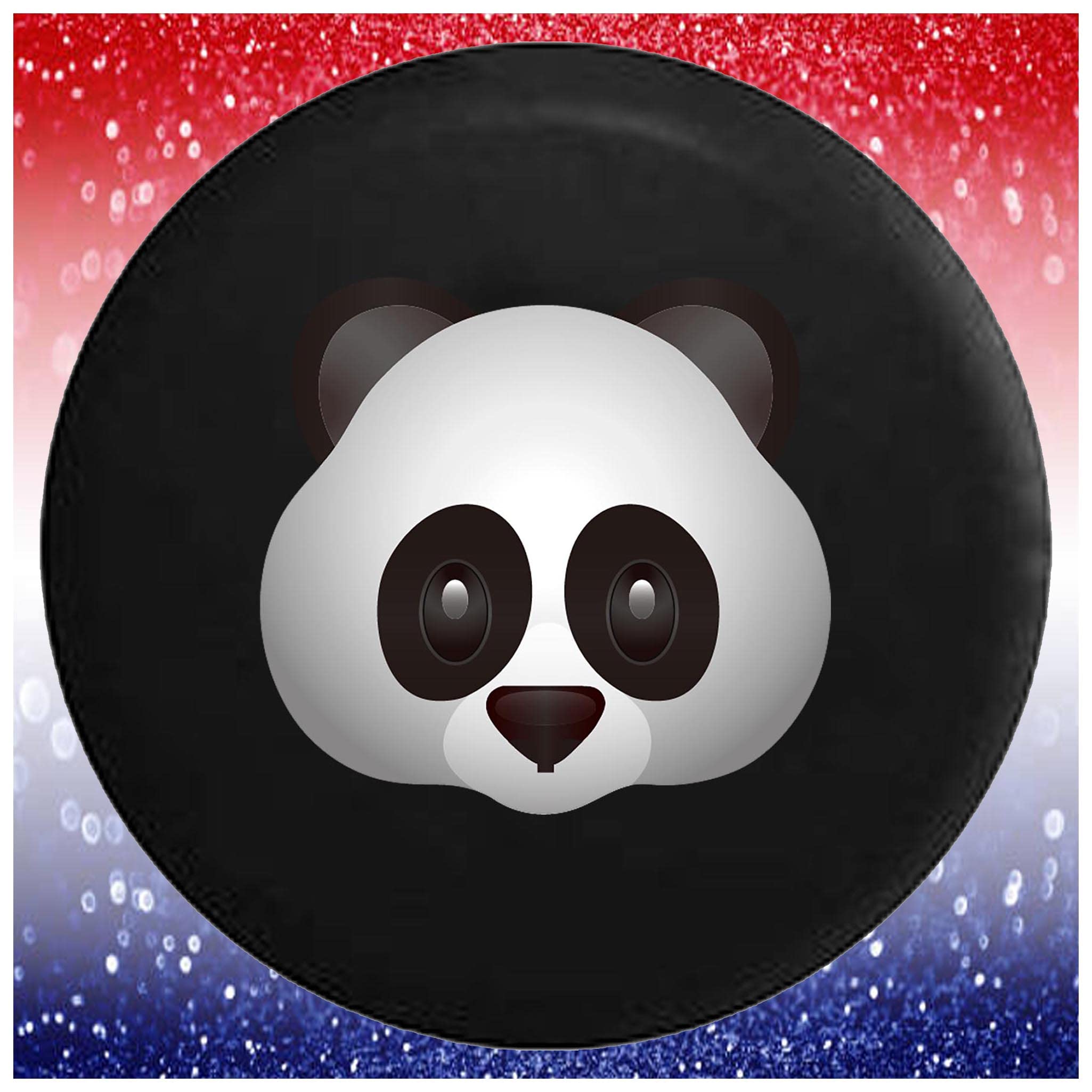 Black Panda Bear Text Emoji Spare Tire Cover - 28 Inch Universal Fit for Trucks, SUVs, RVs & Trailers - Waterproof & UV Resistant for Outdoor Camping & Road Trips