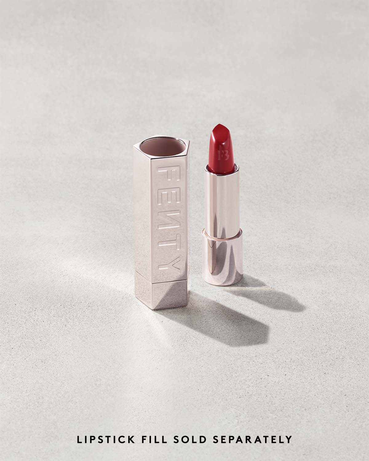 Fenty Icon The Case Semi Matte Refillable Lipstick - Metallic Nude | Long-Lasting Vegan Lip Color | Perfect for Everyday Wear & Special Occasions