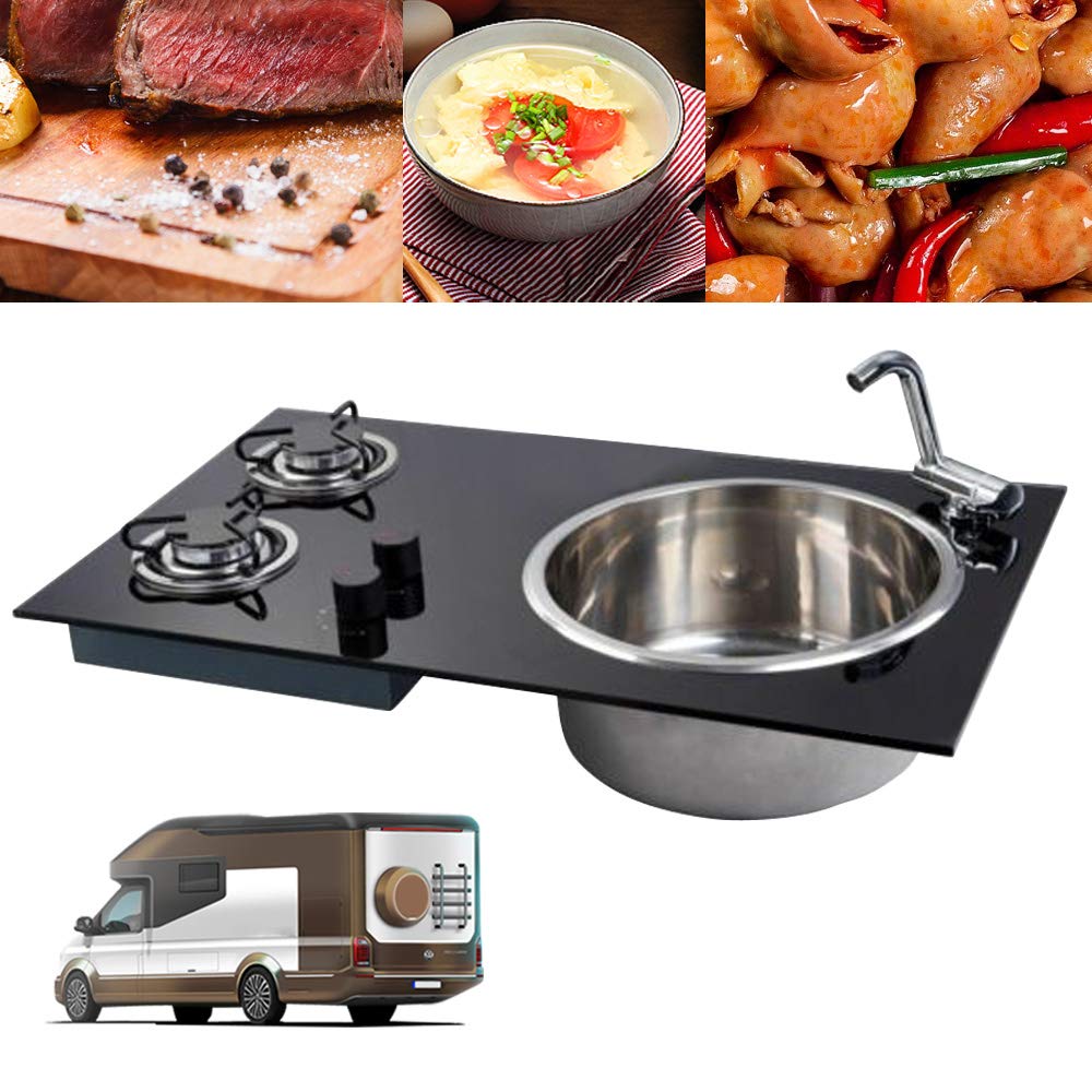 Portable 2-Burner LPG Gas Stove with Sink and Faucet for Boats, Caravans, RVs & Campers - Compact Outdoor Cooking Solution for Camping, Road Trips & Marine Adventures