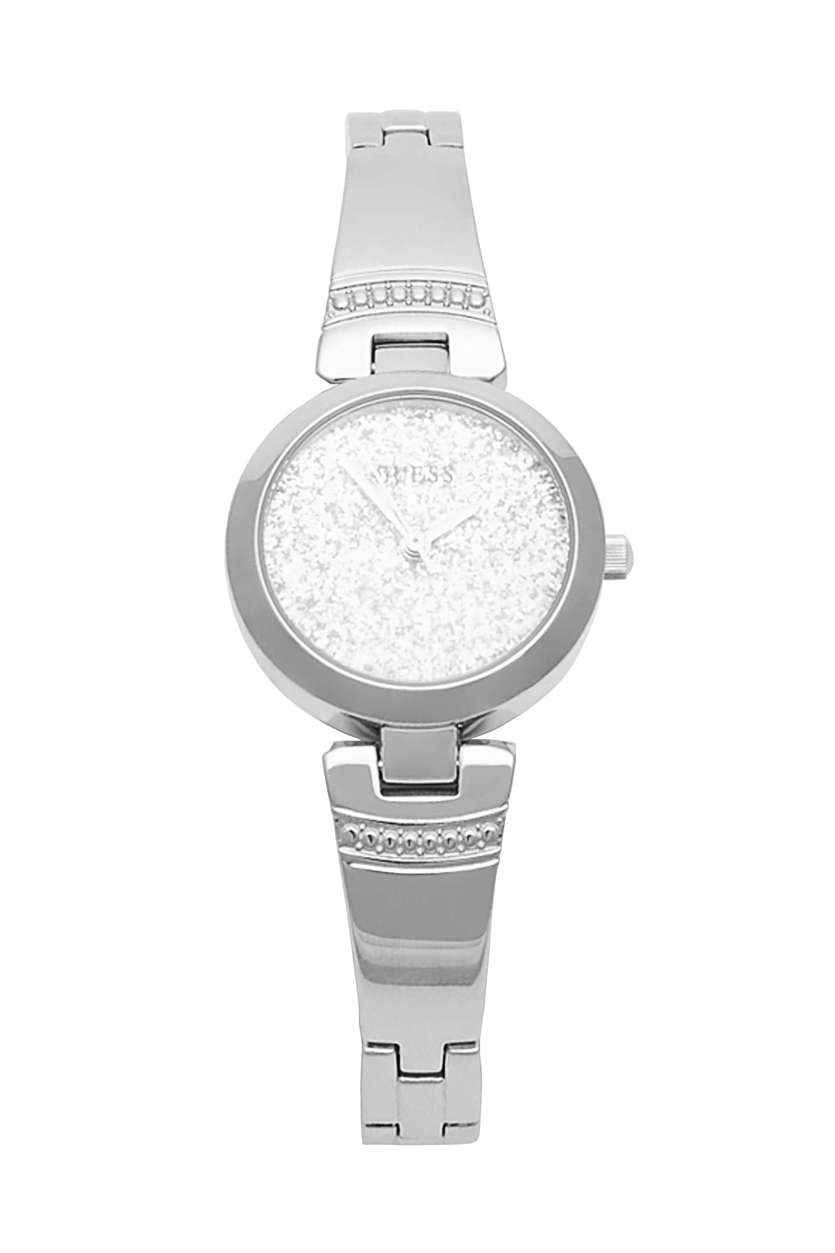 GUESS Factory Women's Silver-Tone Glitter Watch - Elegant Fashion Timepiece for Women | Perfect for Everyday Wear, Office & Special Occasions