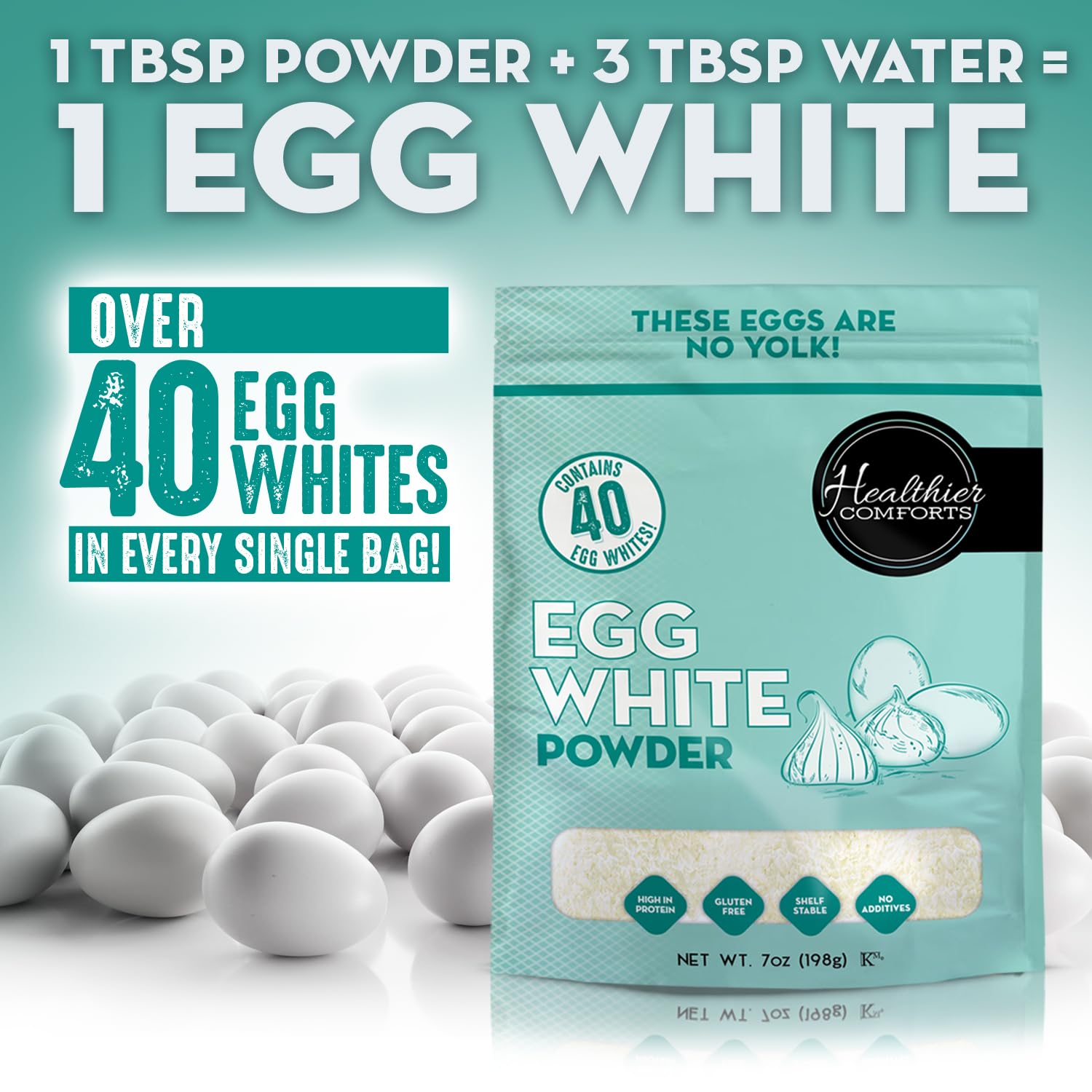 Premium Egg White Protein Powder | 100% Pure Dried Egg Whites, Unflavored & Pasteurized | Gluten Free, Ready-to-Eat, Made in USA | Ideal for Protein Shakes, Baking, Meringues & Royal Icing | Great for Post-Workout Recovery & Healthy Cooking (7 oz)