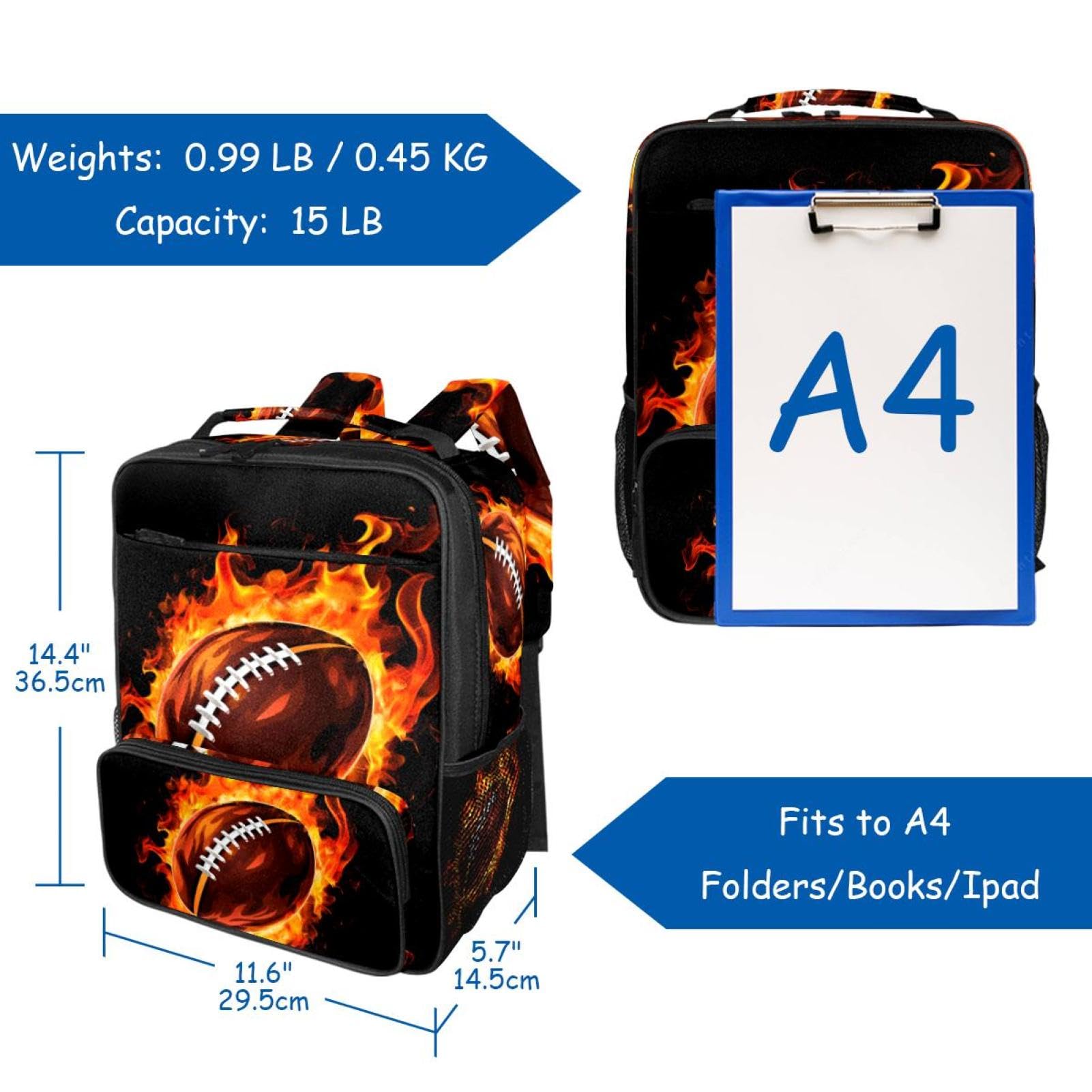 Stylish Travel Backpack for Women & Men - Durable American Football Design - Perfect for Hiking, Gym, School & Airplane Carry-On