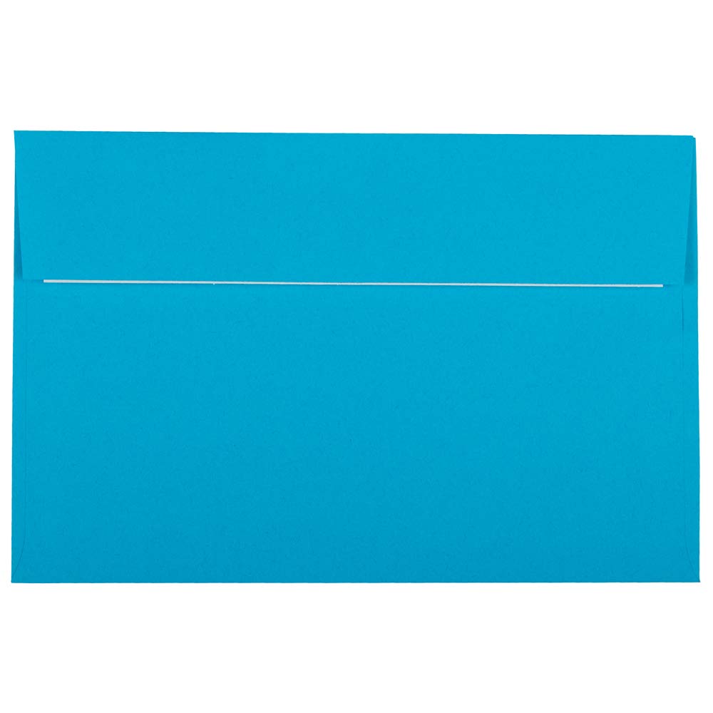 JAM PAPER A9 Colored Invitation Envelopes with Peel & Seal Closure - 5.75 x 8.75 Inches - Blue Recycled Paper - Bulk Pack of 500 - Perfect for Wedding Invitations, Business Correspondence & Greeting Cards