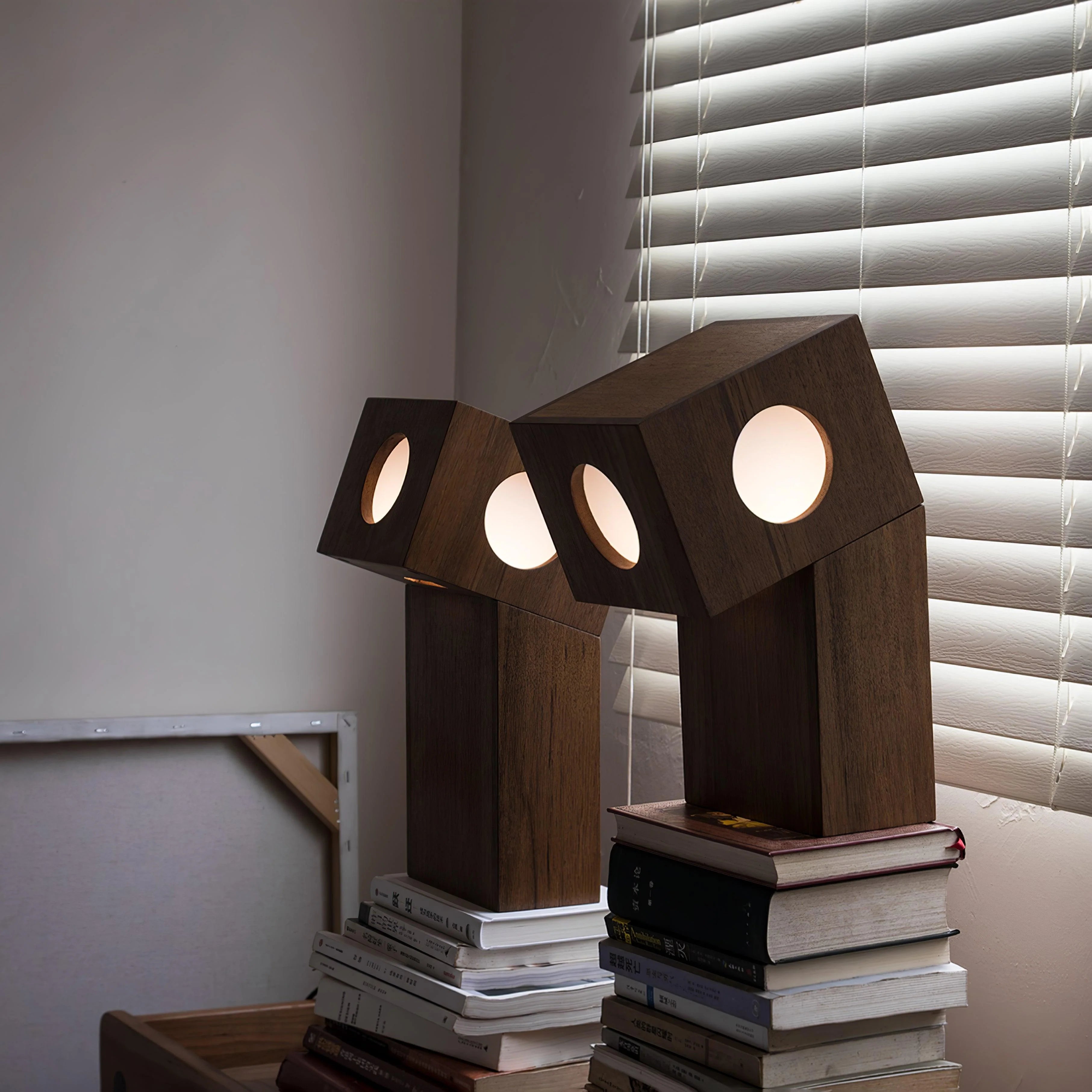 Modern Wooden Table Lamp - Handcrafted Timber Desk Light for Bedroom, Living Room & Office - Warm Ambient Lighting for Reading & Relaxation