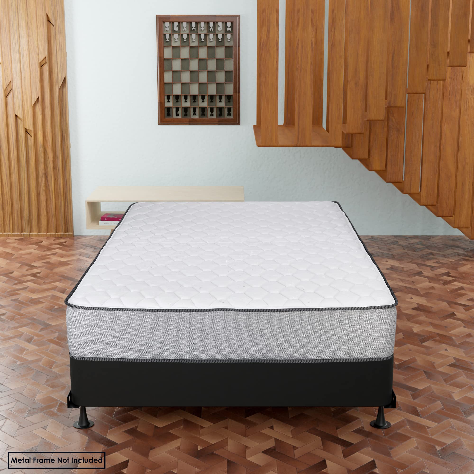 Greaton 8-Inch Sturdy Wood Box Spring for Mattress Support - Durable & Easy Assemble Natural Wood Foundation for Twin XL Bed Frame, Black - Perfect for Guest Rooms, Dorms & Apartment Bedrooms