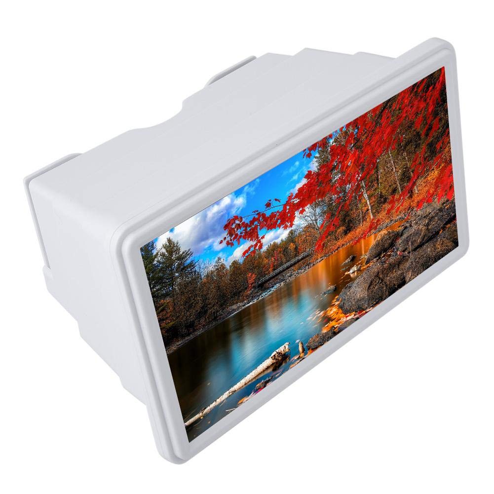3D Phone Magnifier - Portable Screen Magnifier for iPhone & Android | HD Big Screen Viewer for Movies, Reading & Gaming | Perfect for Travel, Camping & Outdoor Activities (White)