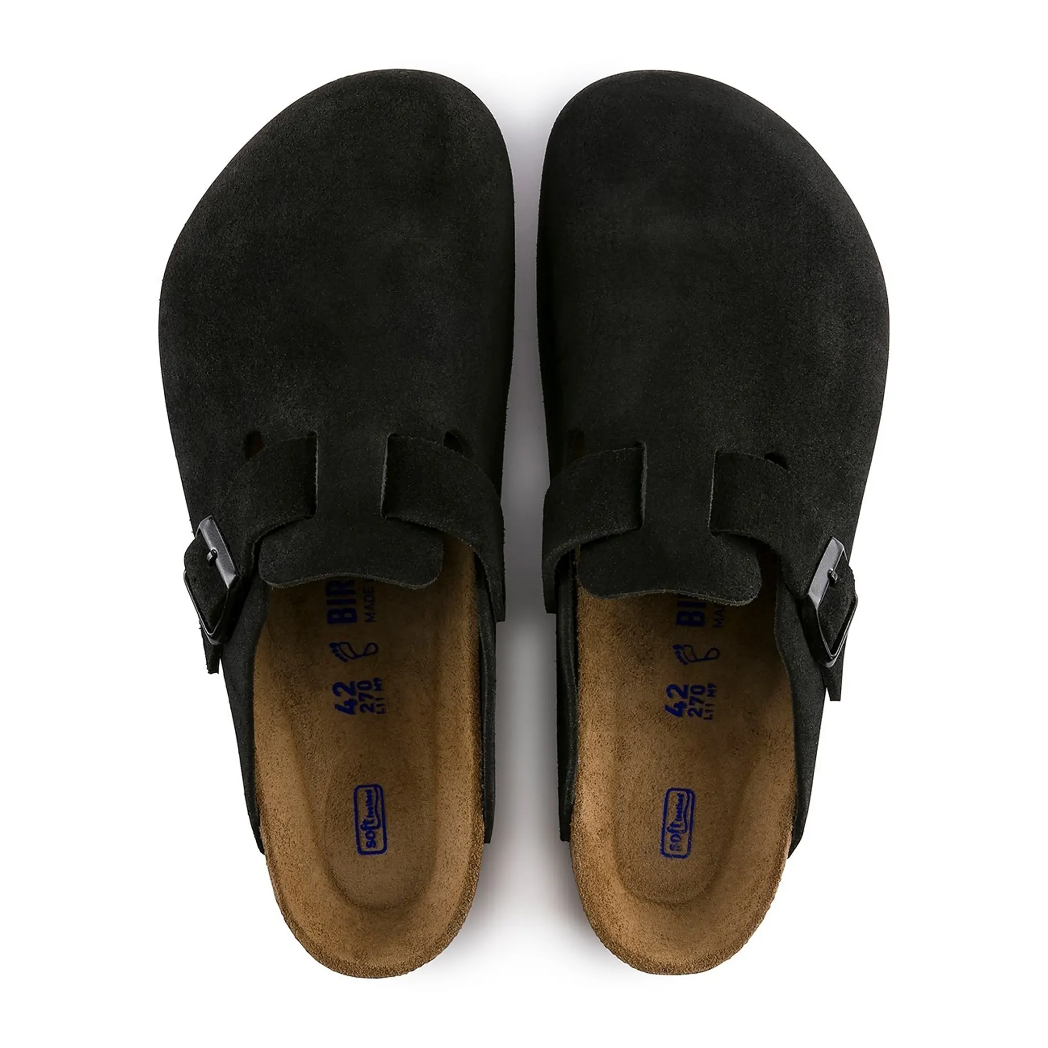 Birkenstock Boston Suede Flat Sandals for Women - Soft Footbed Clogs | Black Suede Leather | Comfortable House Shoes for Indoor & Outdoor Wear