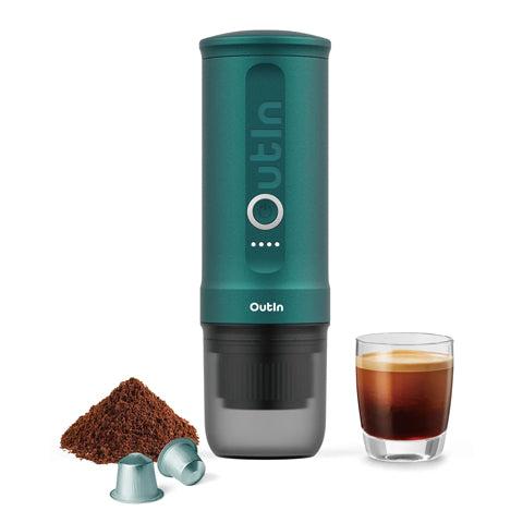 Outin Nano Portable Espresso Maker - Compact Travel Coffee Machine for Camping, Office & Home Use - Fast Brewing Handheld Espresso Maker with USB Charging