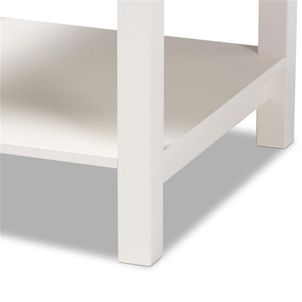 BOWERY HILL White Finished 2-Drawer Wood Nightstand - Modern Bedside Table for Bedroom, Living Room & Guest Room - Compact Storage with Smooth Gliding Drawers
