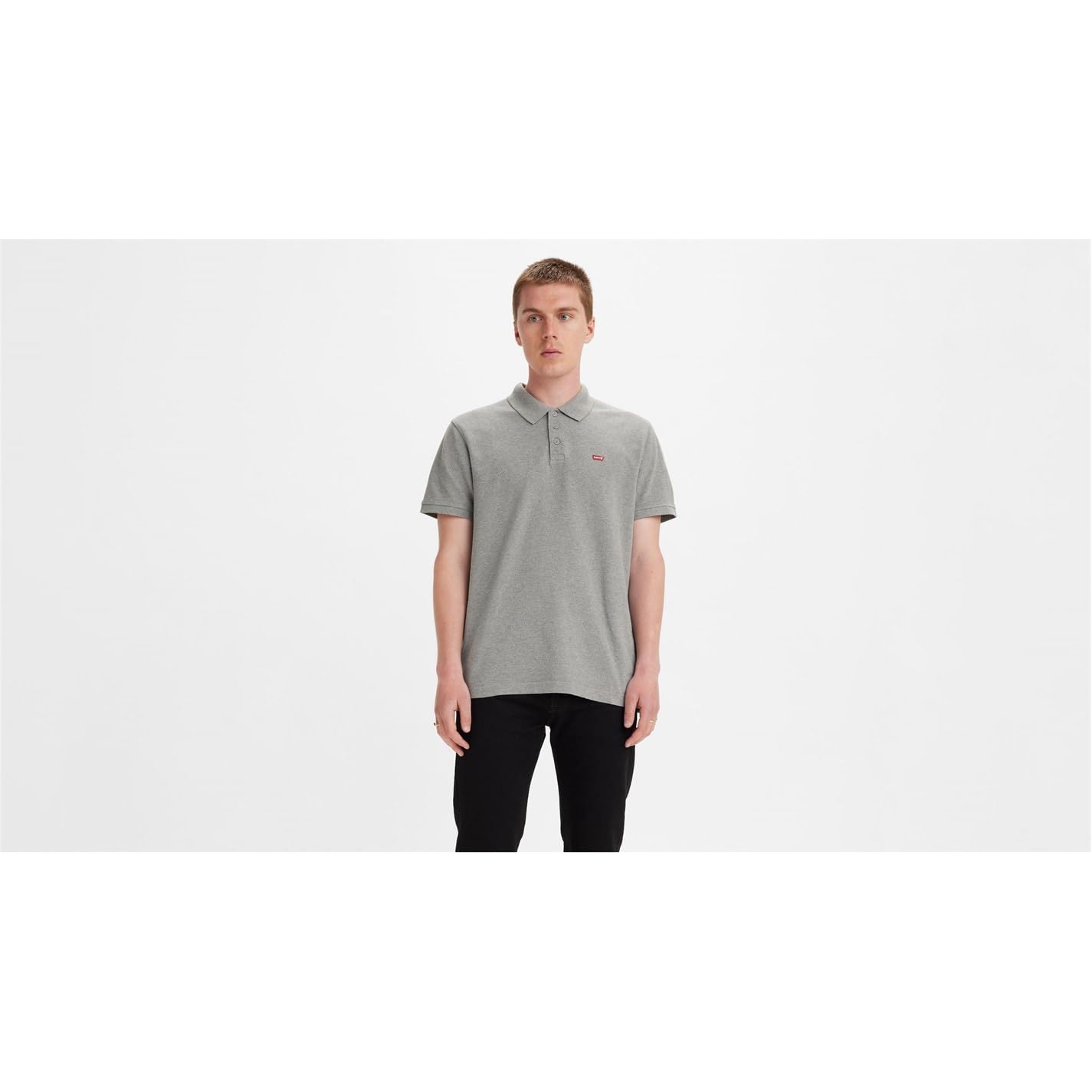 Levi's Men's Medium Grey Heather Polo T-Shirt - Casual Comfort Fit Cotton Shirt for Everyday Wear & Outings