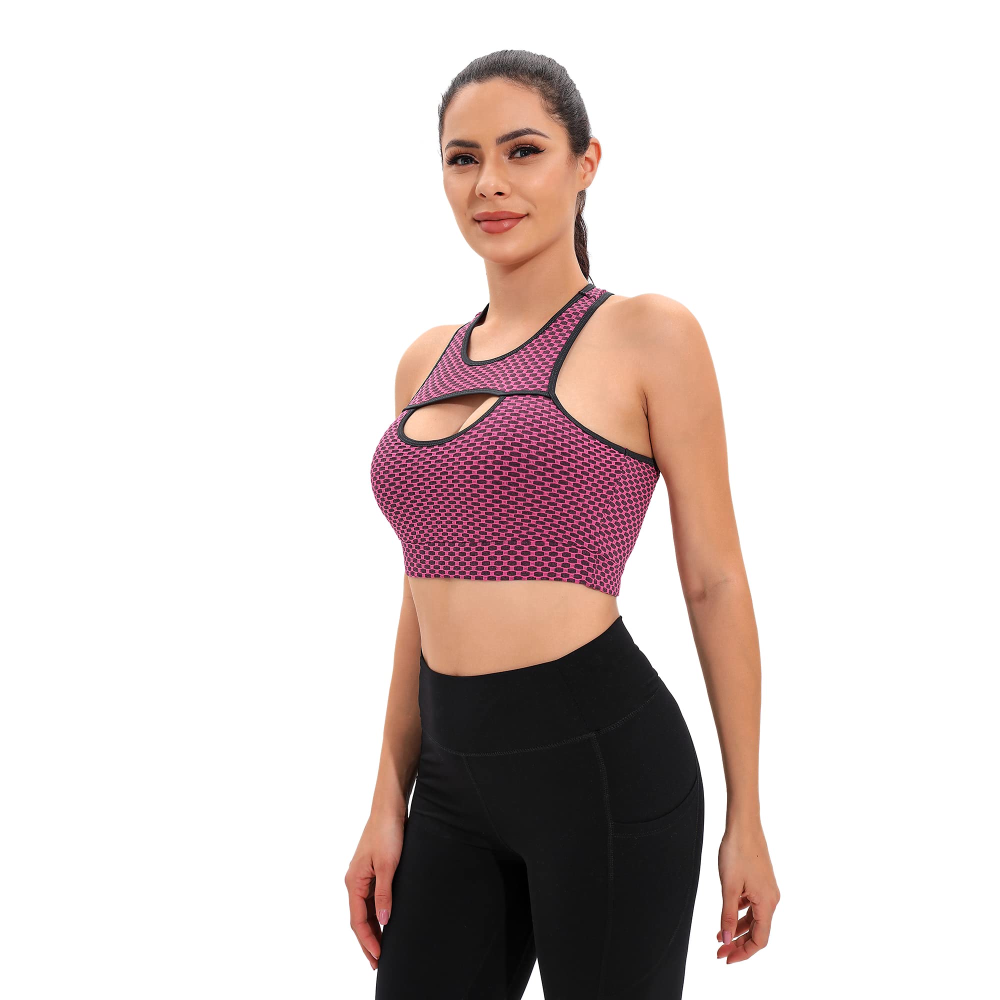 FLORATA Women's High Impact Padded Sports Bra - Racerback Workout Bra for Running, Gym & Activewear - Comfortable Support for Intense Exercise