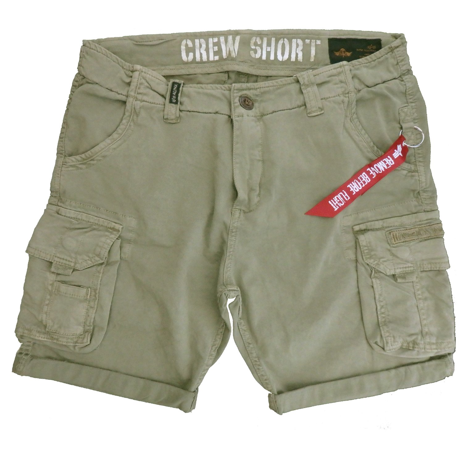 Alpha Industries Men's Crew Shorts 82 - Light Olive, Size 34W | Casual Summer Wear, Beach Outfits & Street Style Fashion