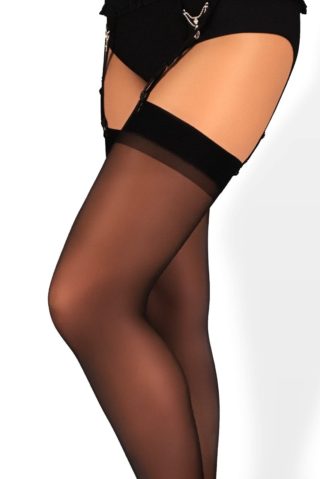 Mila Marutti Women's Sheer Thigh High Stockings for Garter Belts | Sexy Lingerie Tights - Made in EU | Perfect for Date Night, Bridal & Boudoir Photography