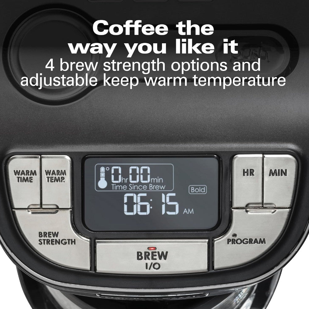 Refurbished HAMILTON BEACH PROFESSIONAL 49500 Programmable 12-Cup Coffee Maker with Home Essentials Warranty - Perfect for Office, Kitchen & Home Brewing