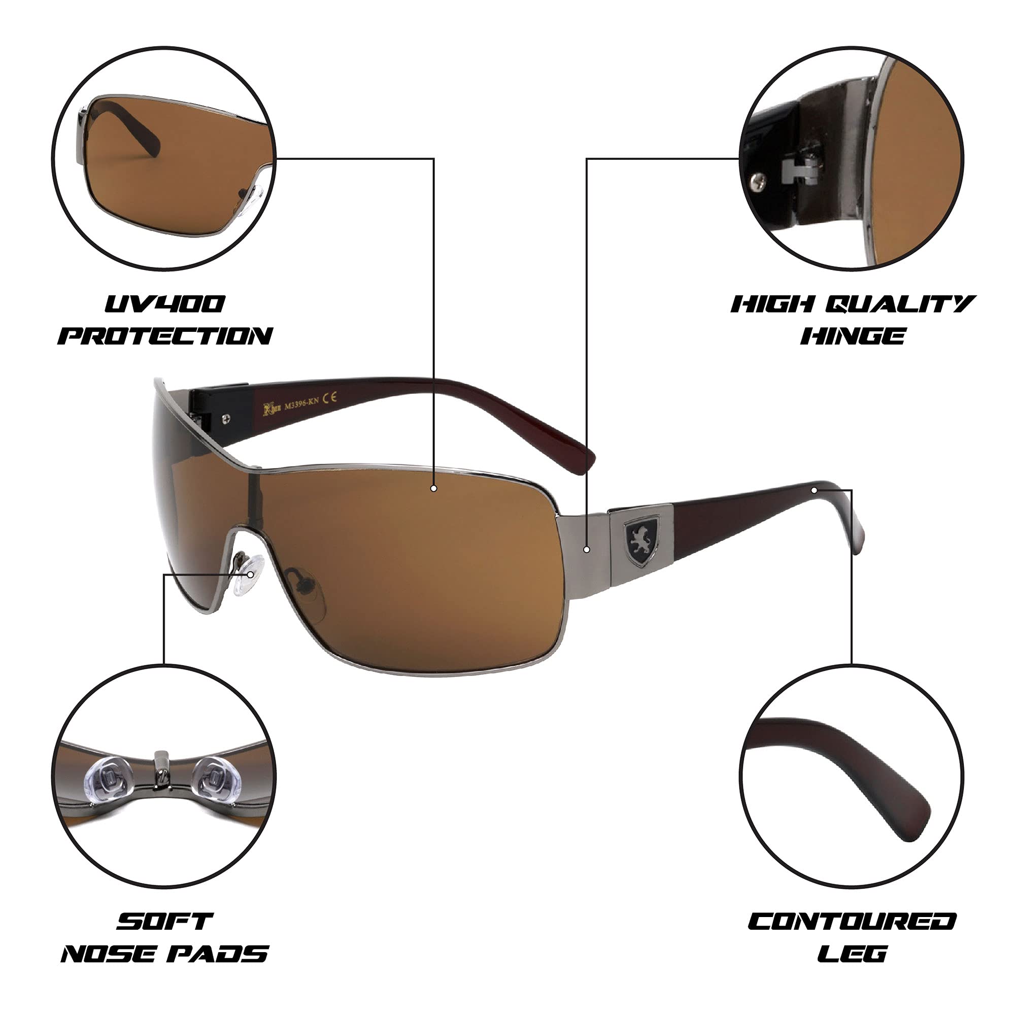 Impact One Piece Shield Sunglasses - UV Protection, Polarized Lenses, Lightweight & Durable - Perfect for Running, Cycling, Fishing & Outdoor Sports