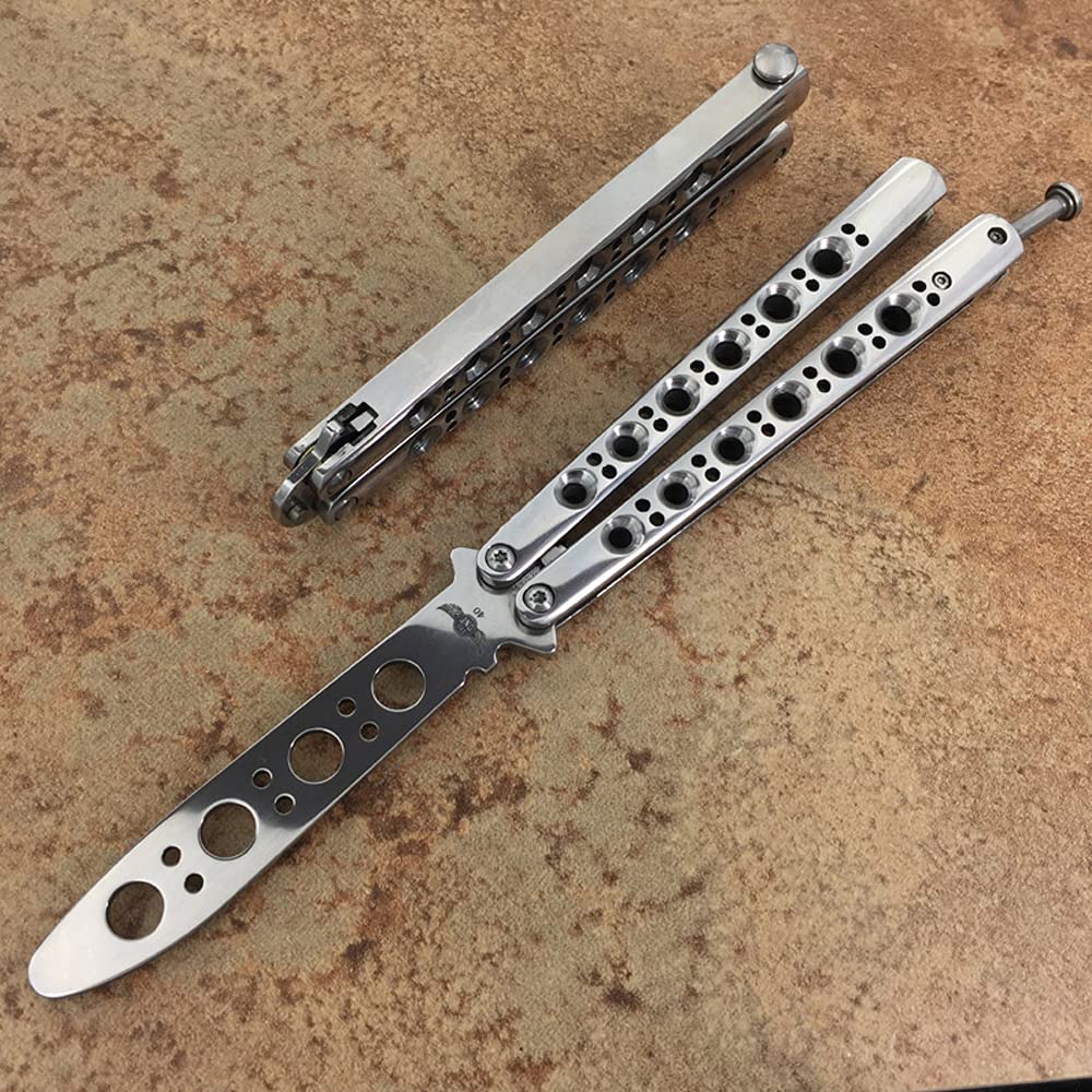 3 Pack Butterfly Knife Trainer Set with Spanner - Unsharpened Steel Flipping Practice Knife for Beginners & Enthusiasts - Perfect for Skill Training, Stress Relief & EDC Collection (No Offensive Blade)