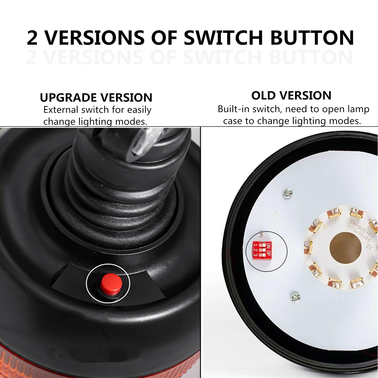 Amber LED Rotating Warning Light - Heavy Duty Emergency Strobe Beacon for Trucks, Construction Vehicles & Snow Plows | Pole Mount Hazard Light for Road Safety & Work Zones