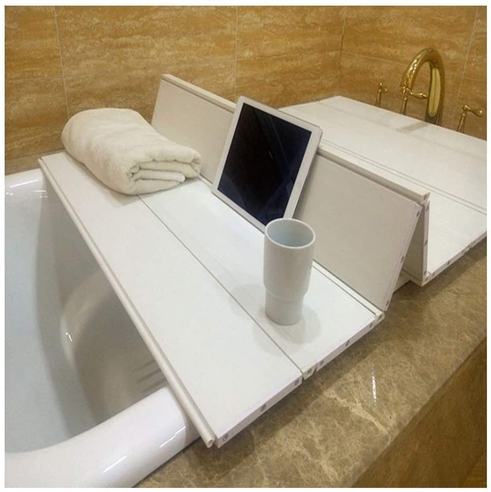 Premium Bathtub Cover - Insulated Bath Lid with Storage Tray | Dustproof & Heat Retention | White Waterproof Bathtub Shelf (70x105x1.2cm) for Books, Drinks & Bath Essentials | Perfect for Relaxing Baths & Spa Days