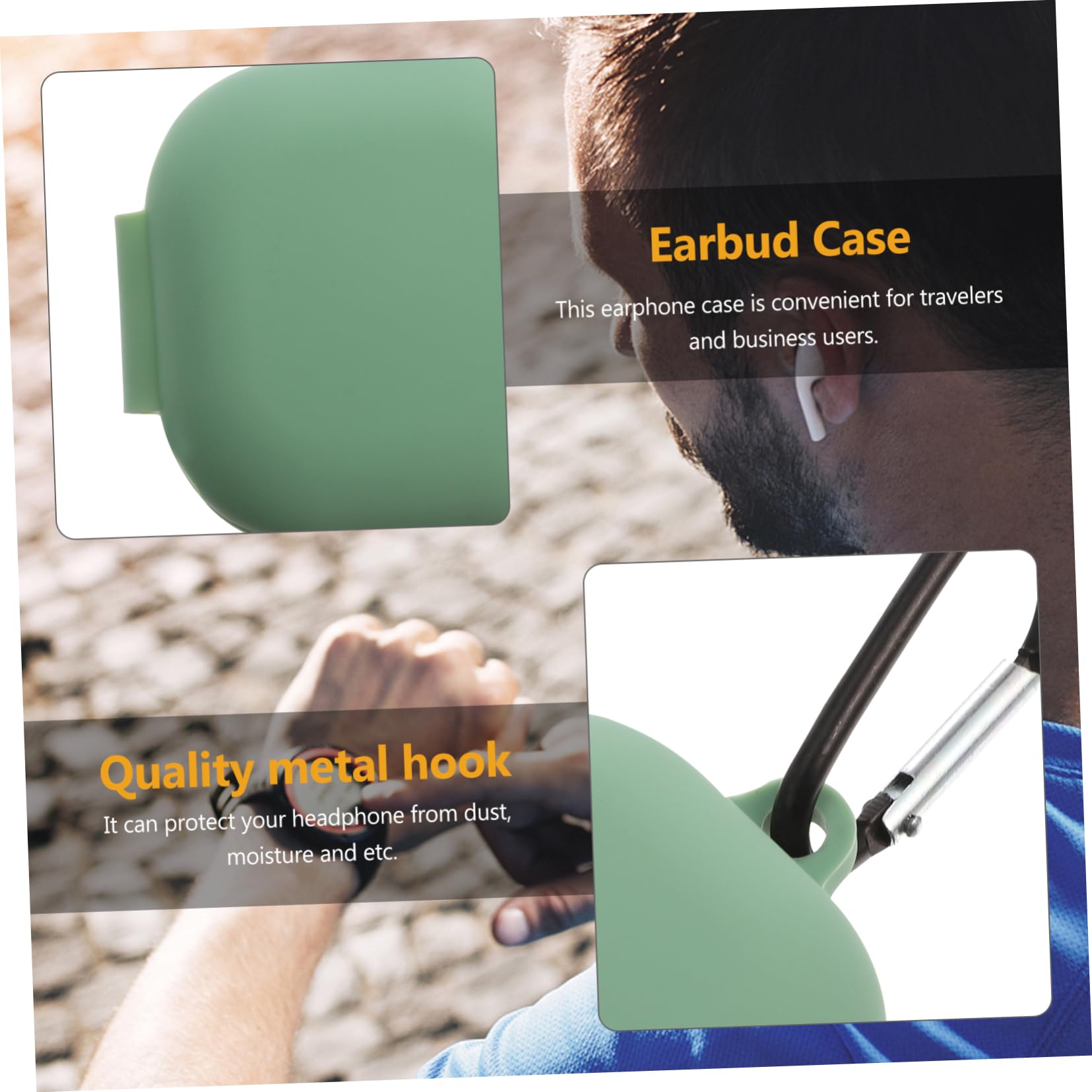 Angoily 2 Pack True Wireless Earbuds Case Cover - Silicone Protective Holder with Belt Clip for AirPods & Bluetooth Earbuds - Travel, Business & Gym Organizer for Men & Women