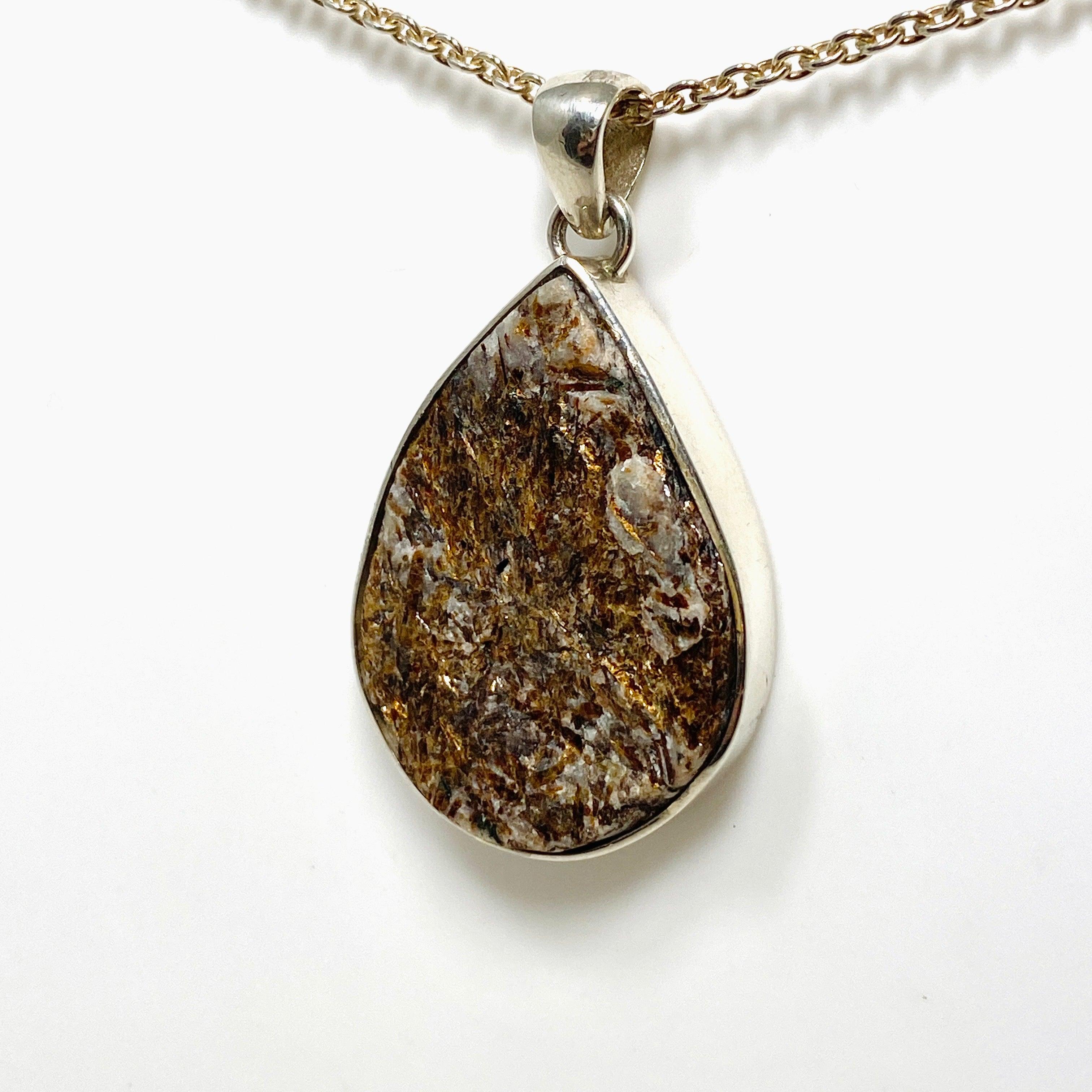 Natural Raw Golden Astrophyllite Pendant Necklace - Unique Healing Crystal Jewelry for Meditation & Spiritual Energy - Perfect for Yoga, Reiki & Chakra Balancing