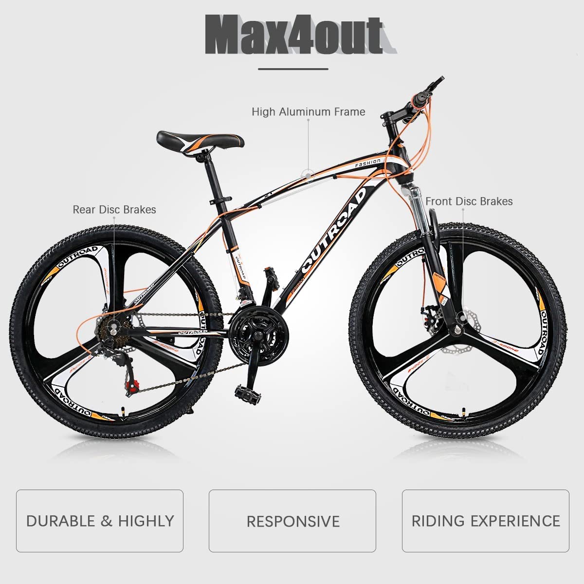 26-Inch Mountain Bike for Men & Women - High-Strength Aluminum/Carbon Steel Frame, 21-Speed Gears with Dual Disc Brakes & Lock-Out Suspension Fork | Perfect for Trail Riding, Commuting & Outdoor Adventures