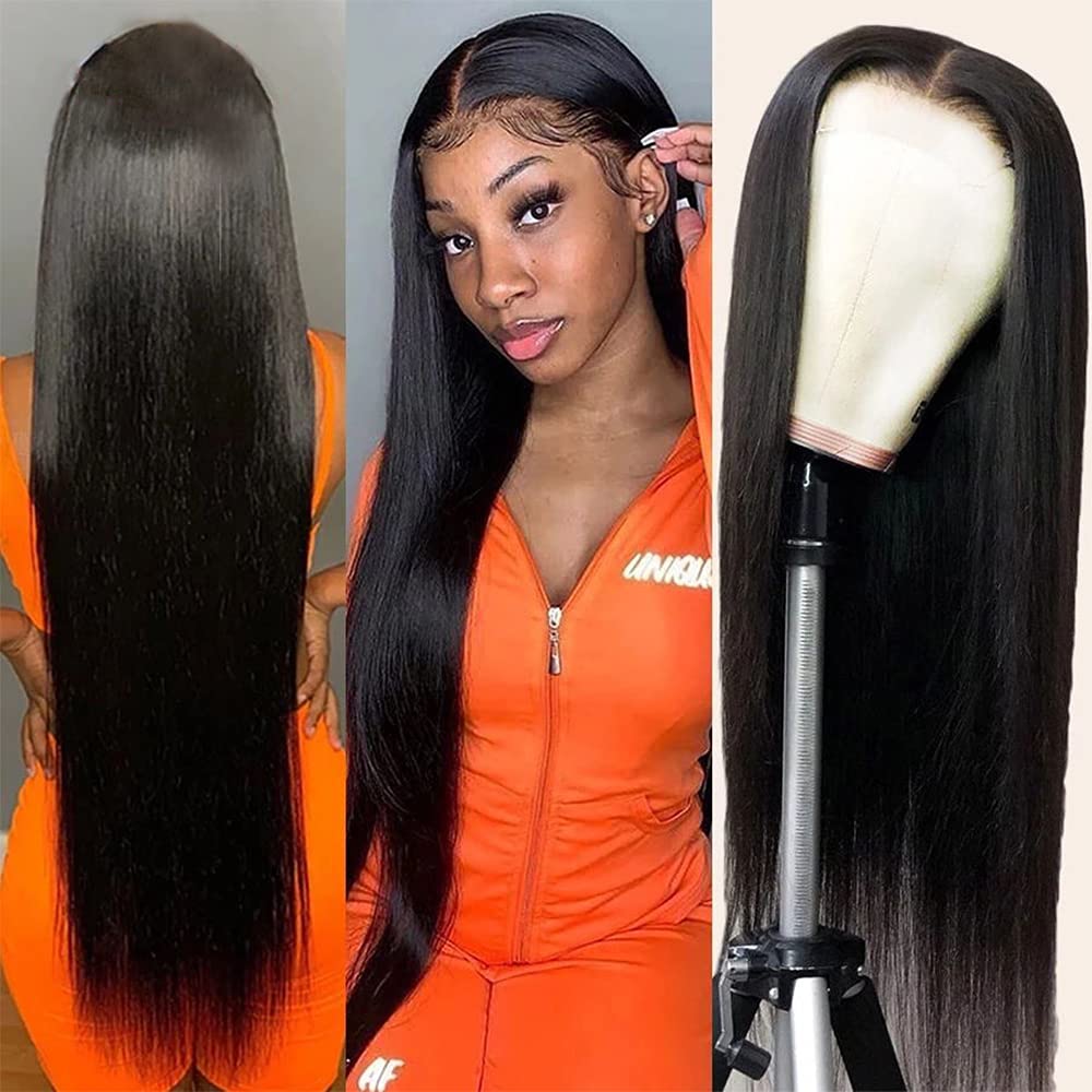 Sdamey 360 Straight Lace Front Wigs Human Hair - HD Transparent Full Lace Wig for Women - 200% Density Brazilian Virgin Hair - Pre Plucked with Baby Hair - 12A Natural Color 24inch - Perfect for Daily Wear, Cosplay & Special Occasions