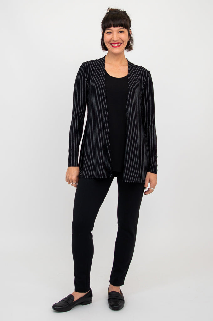Premium Chopra Jacket for Men - Breathable Bamboo Fabric with Classic BW Pin Stripe Design - Perfect for Business Casual & Office Wear - Final Sale