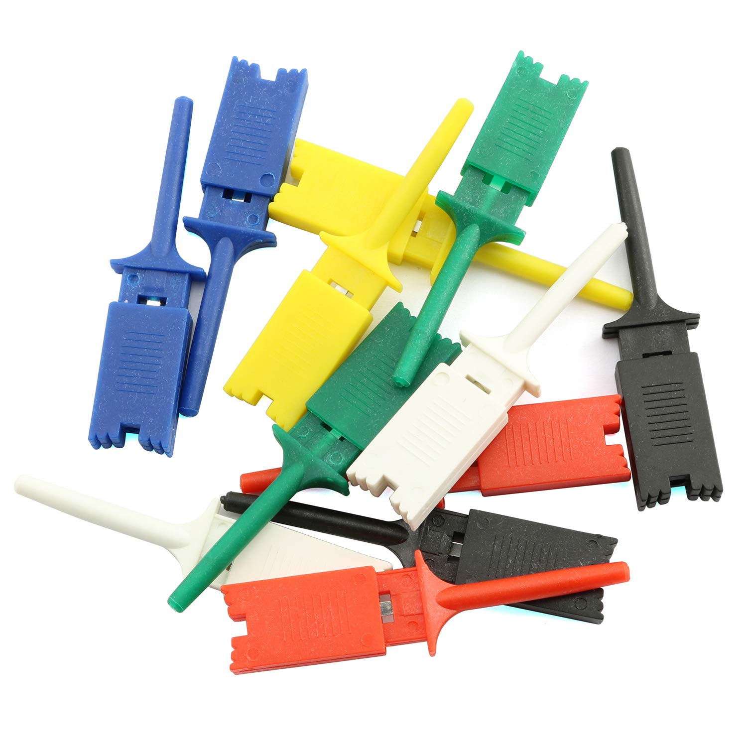 12-Pack Flat Test Hook Clips for Multimeter Electrical Testing - Small Probe Grabber Clamps (6 Colors) - Perfect for Circuit Board Repair, DIY Electronics & Electrical Projects
