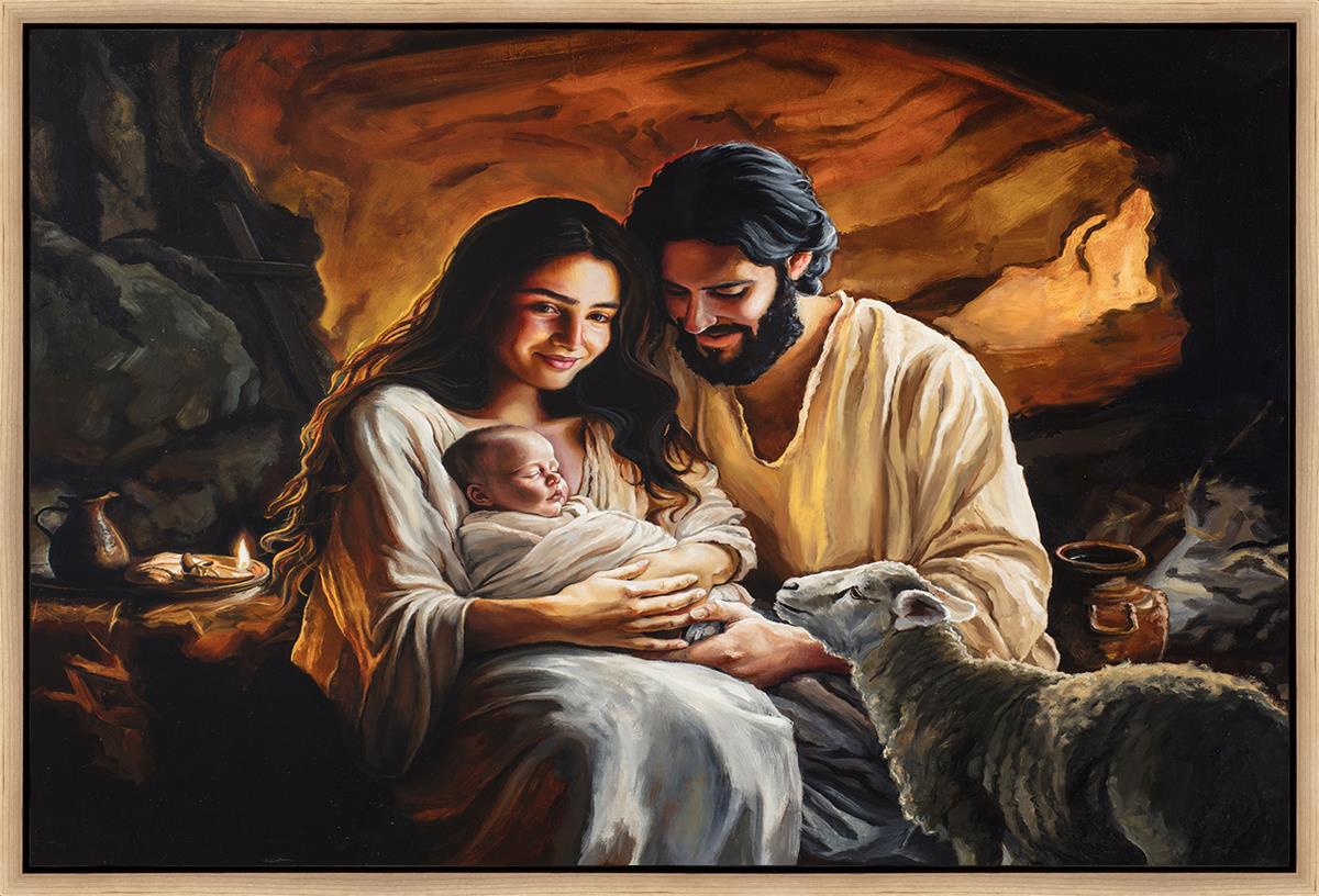 Born is The Lamb Gallery Wrap Canvas - Religious Wall Art Decor for Home, Church & Office - Inspirational Christian Gift & Faith-Based Decor