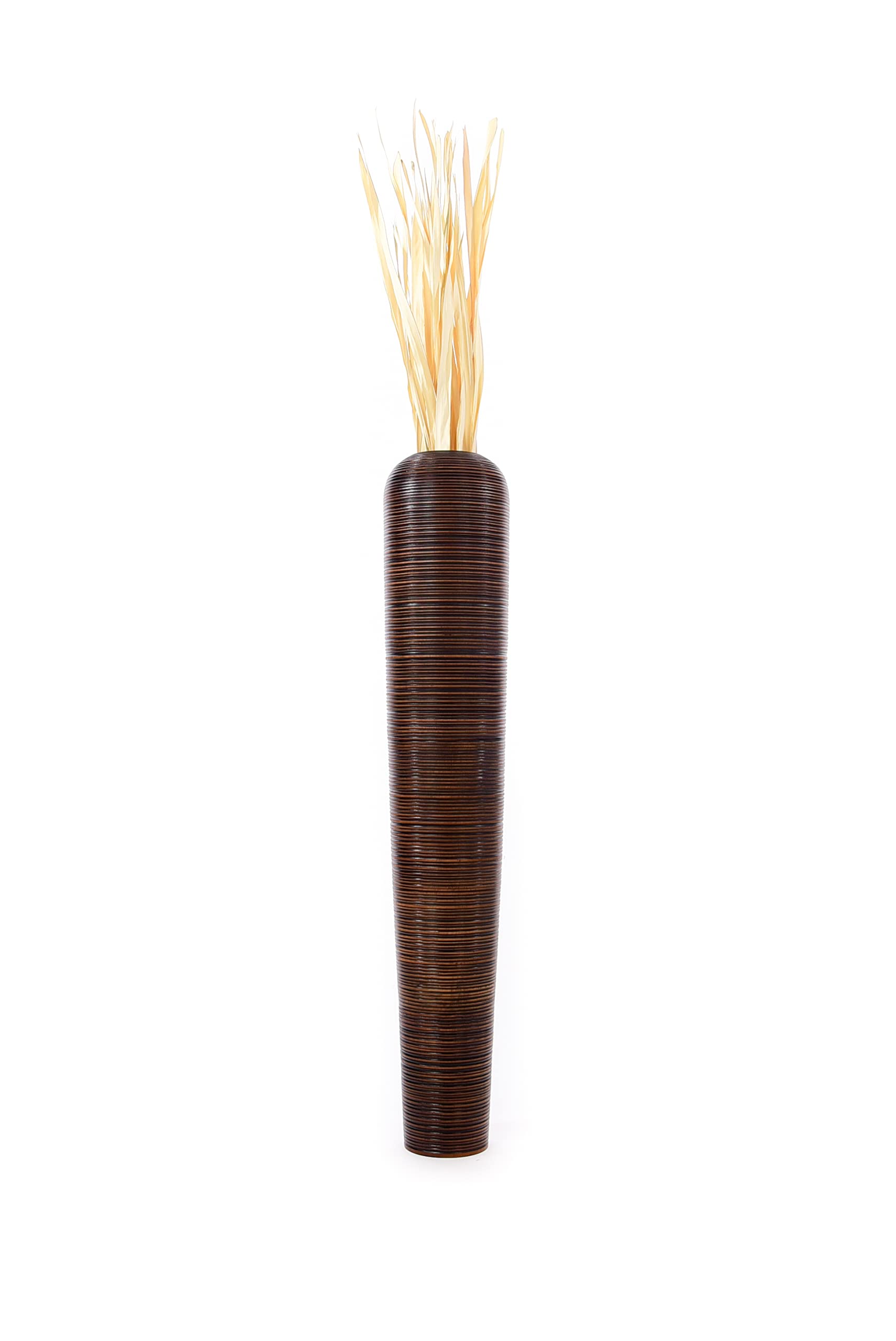 Leewadee 43 Inch Large Brown Wooden Floor Vase - Farmhouse Home Decor for Flowers, Fake Plants & Pampas Grass - Perfect for Living Room, Entryway or Wedding Centerpiece Decorations