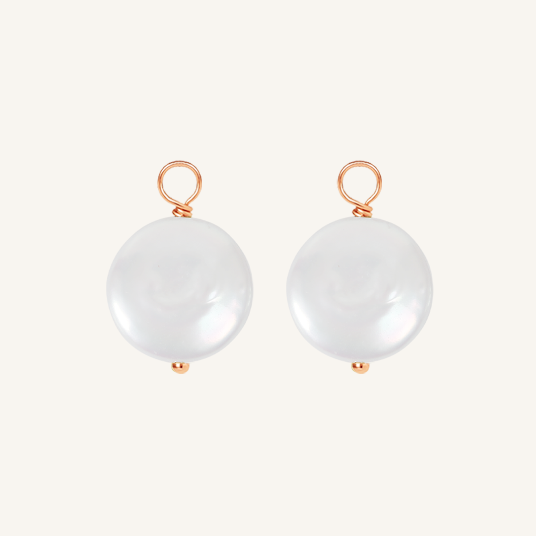 Lulu Pearl Hoop Charm Earrings with Stone of Potential - Set of 2 Dainty Boho Jewelry for Women - Perfect for Everyday Wear, Date Nights & Special Occasions