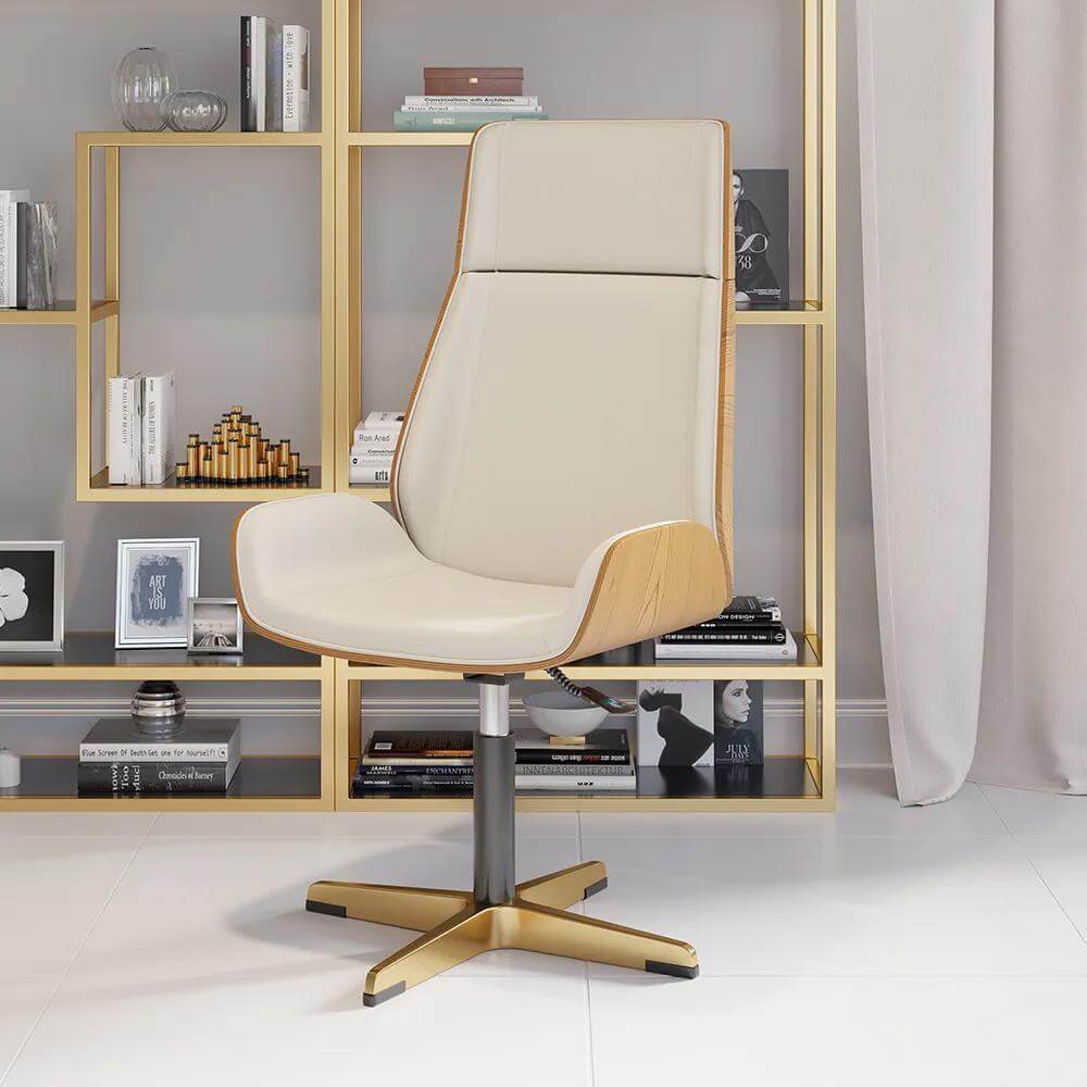Premium Leather Modern Home Office Chair - Ergonomic High Back Executive Desk Chair with Lumbar Support - Perfect for Working from Home, Gaming & Conference Rooms