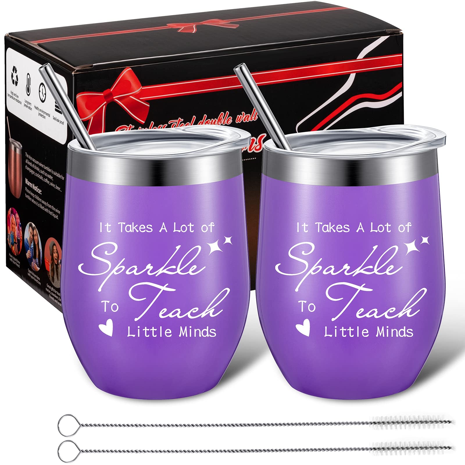 Sparkle Teacher Gift Coffee Mug - 12 oz Wine Tumbler with Straw Lid for Teacher's Day & Graduation - Perfect for Classroom & Home Use