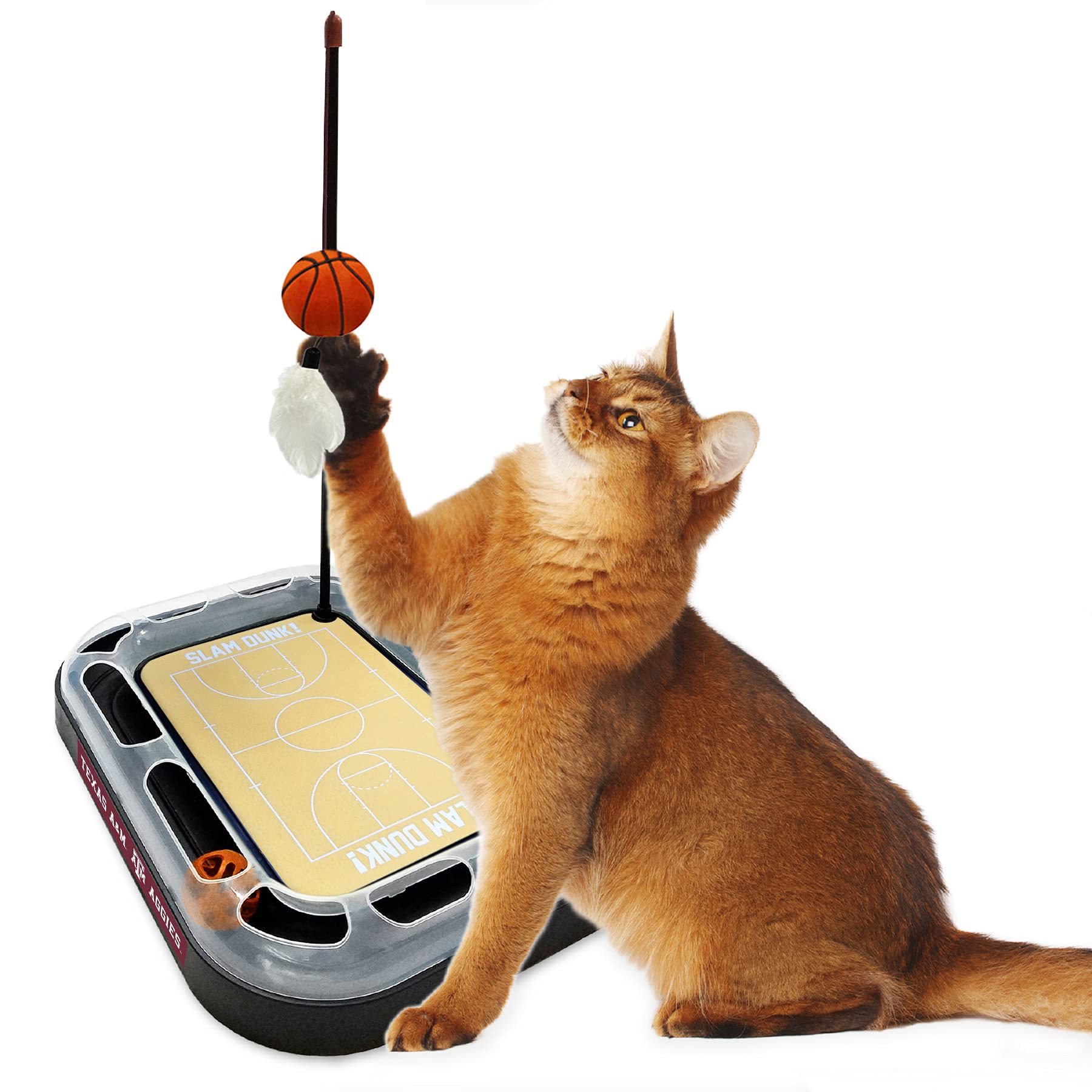 Reversible Cat Scratcher with Basketball Toy - 6-in-1 Interactive Cat Wand for Play & Exercise