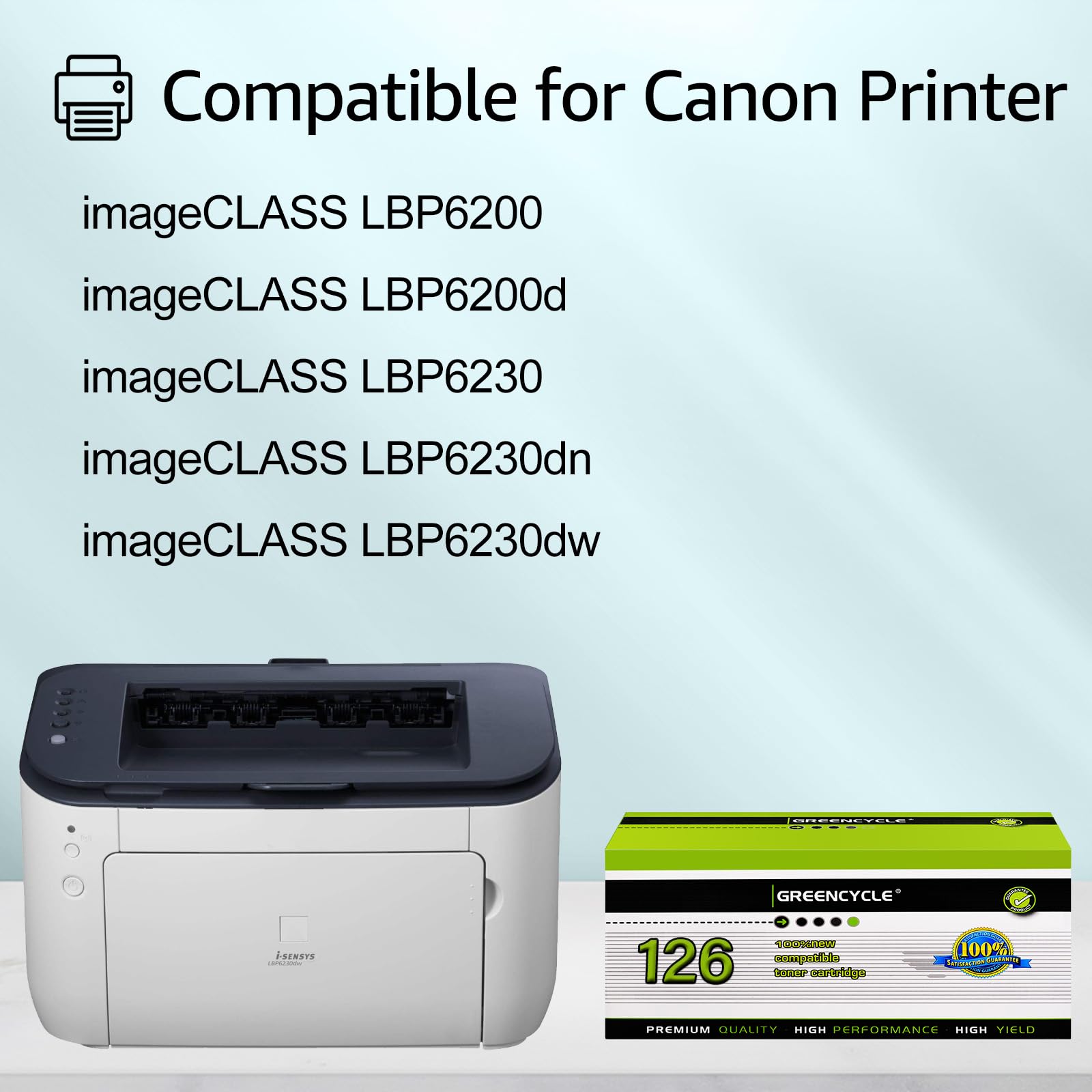 Greencycle 20-Pack Black Toner Cartridge Replacement for Canon 126/CRG-126/CRG126/3483B001 - Compatible with ImageClass LBP6200d & LBP6230dw Wireless Laser Printers - High Yield Printing for Office & Home Use
