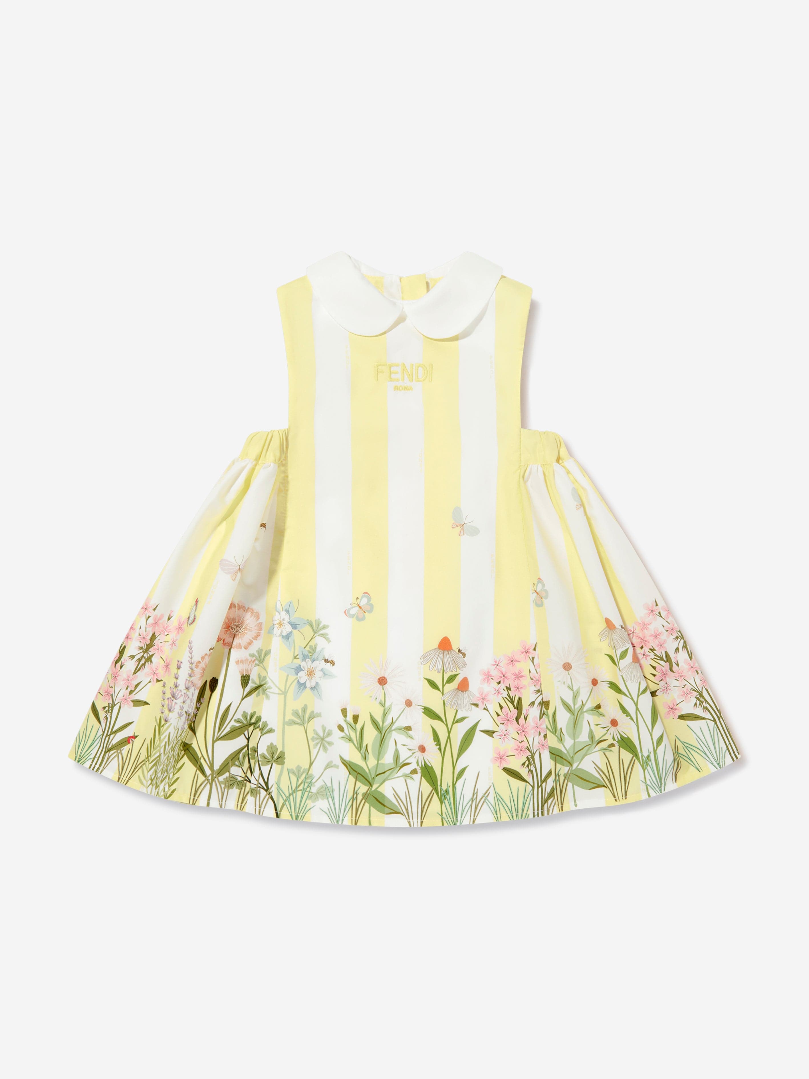 Yellow Striped Floral Baby Girls Dress - Perfect for Spring Outfits & Special Occasions