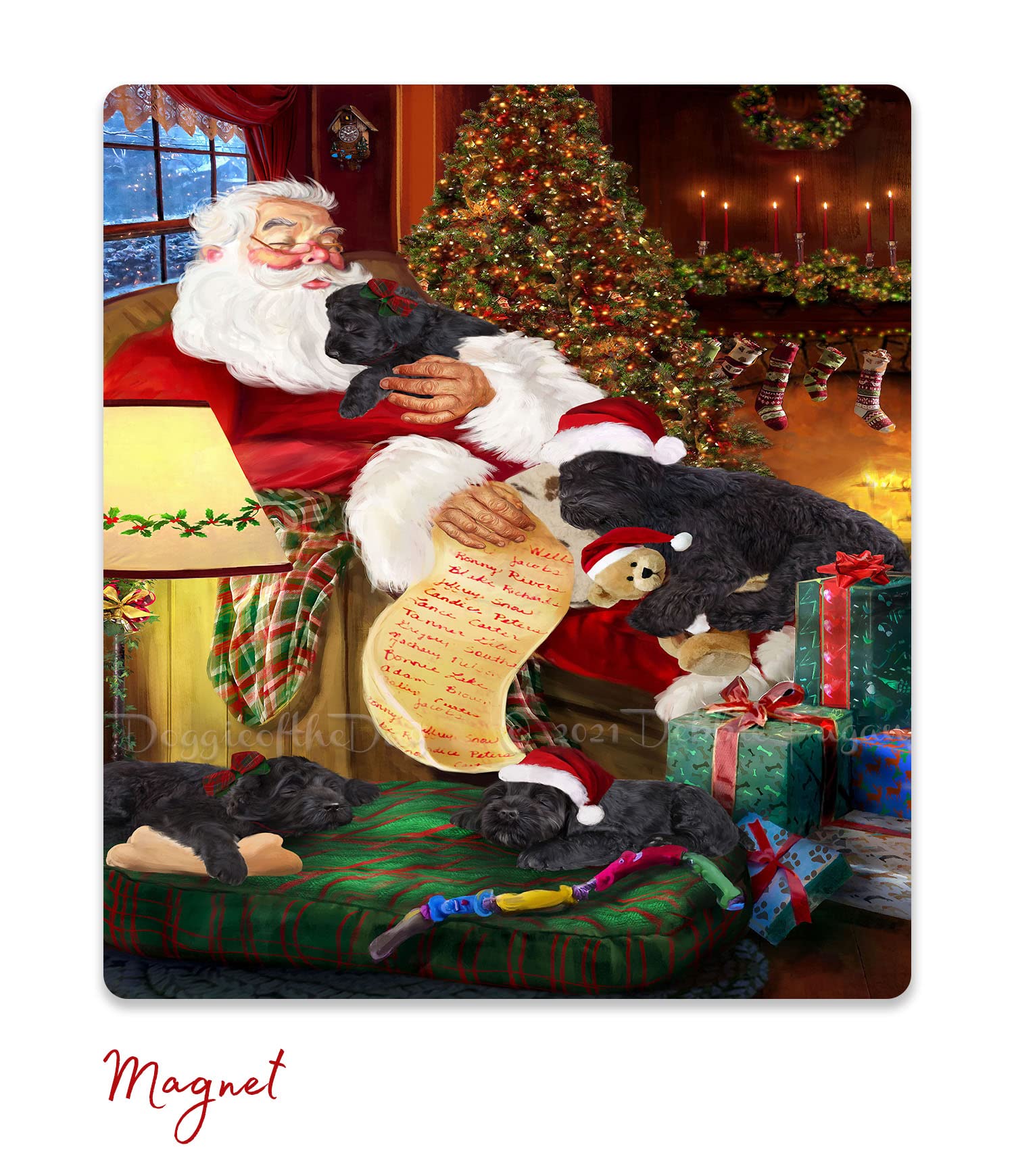Ultimate Christmas Gift for Dog Lovers - Santa with Black Russian Terrier Blanket, Pillow, Coasters, Magnet & Coffee Mug Set - Perfect for Holiday Decor, Pet Lover Gifts & Cozy Home Decor
