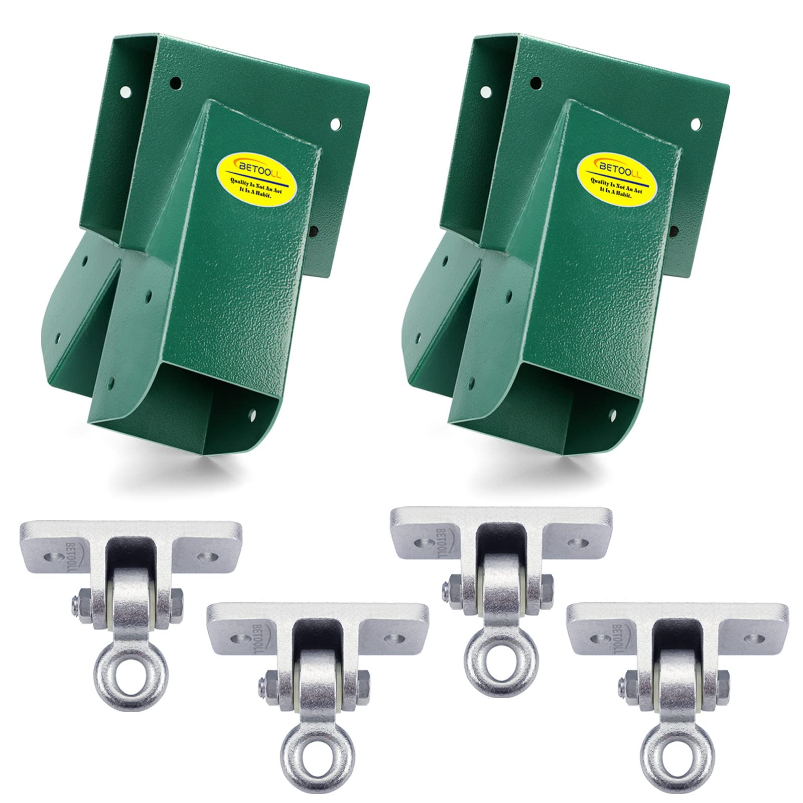 BETOOLL Heavy Duty Swing Set Brackets (1 Set) & Swing Hangers (2 Pairs) - Silver - Outdoor Playground Equipment for Backyard, Park, and Play Area