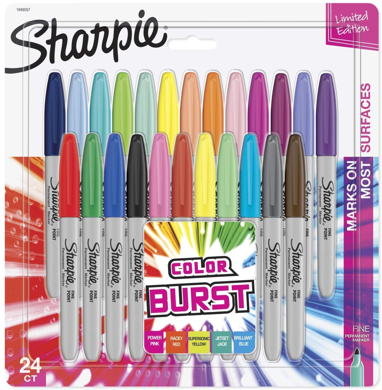 Vibrant Color Burst Fine Point Markers - 24 Count Set for Coloring, Drawing & Art Projects - Perfect for Kids, Adults & DIY Crafting