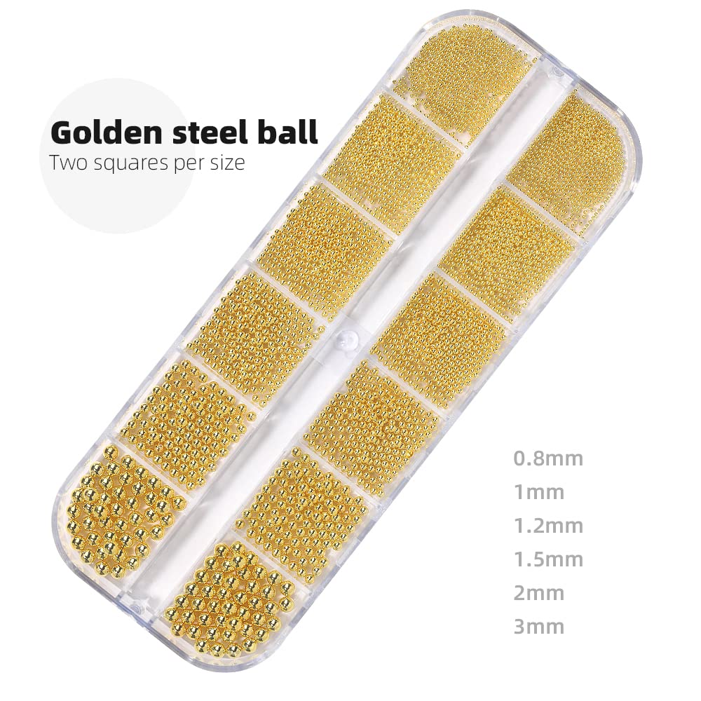 Premium Gold Silver Rose Gold Nail Caviar Beads - 0.8-3MM Multi-Size Metal Ball Beads for Nail Art Designs | DIY Manicure Decoration Accessories | Perfect for Salon, Home Nail Care & Party Glam Looks