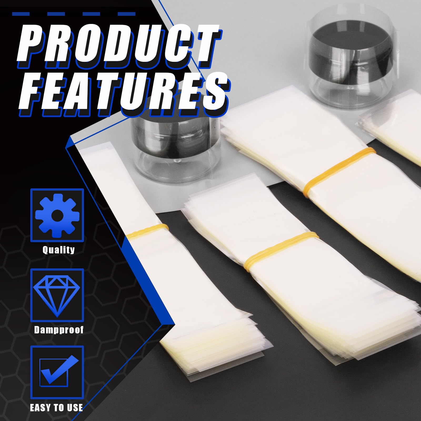 Glarks 480Pcs Clear Heat Shrink Wrap Bands - 6 Sizes Perforated PVC Shrink Bands for Bottles, Jars, Tubes, Cans & Tins | Tamper Proof Sealing Solution for Food, Cosmetics & DIY Projects | Waterproof & Durable Packaging Supplies
