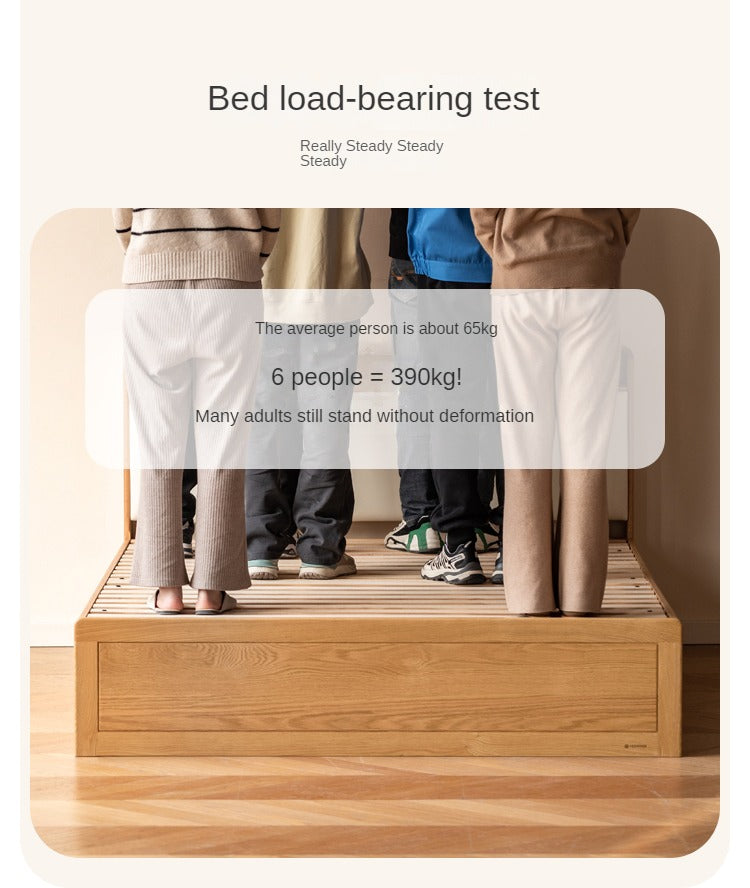 Solid Oak Wood Multifunctional Storage Bed with LED Lights - Perfect for Modern Bedrooms, Guest Rooms, and Small Space Living