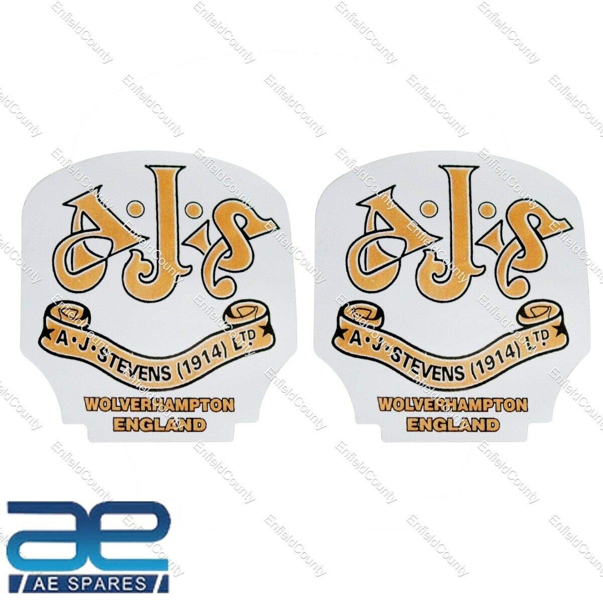 Original AJS Toolbox Oil Tank Sticker Decal Set of 2 Pcs - High-Quality Vinyl for AJS Motorcycles - Perfect for Restoration & Customization Projects