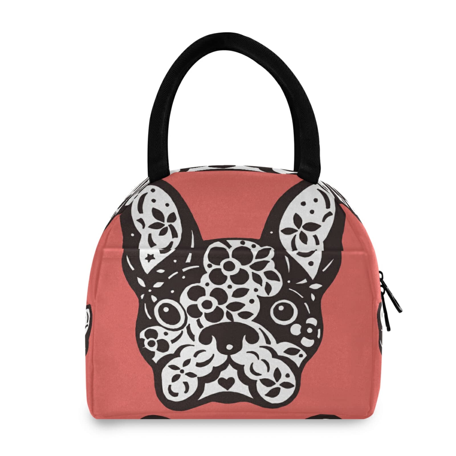 ALAZA French Bulldog Sugar Skull Insulated Lunch Box Cooler Bag - Leakproof Thermal Tote for Work, School & Picnic - Perfect for Office Lunches, Kids Meals & Outdoor Adventures