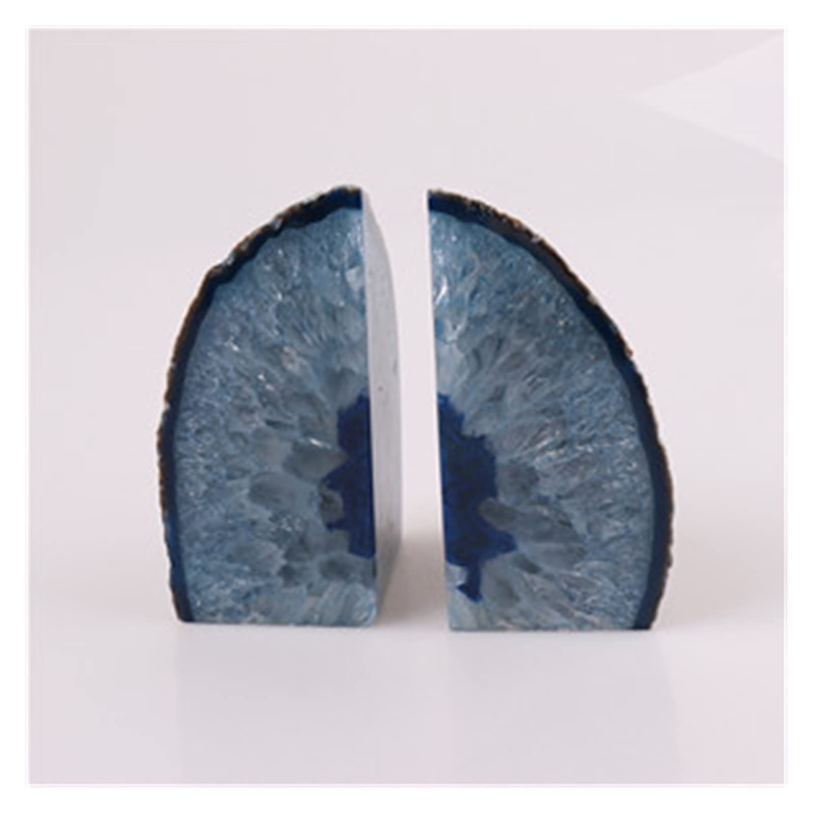 Natural Agate Crystal Bookends - Blue Stone Book Stand for Reading, Document Holder, Home & Office Decoration | Perfect for Bookshelves, Desks and Gift Giving
