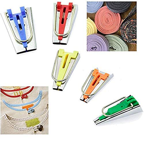 YEQIN 5-Piece Fabric Bias Tape Maker Set - 6mm, 9mm, 12mm, 18mm, 25mm for DIY Sewing, Quilting & Binding - Perfect for Dressmaking, Craft Projects & Home Decor