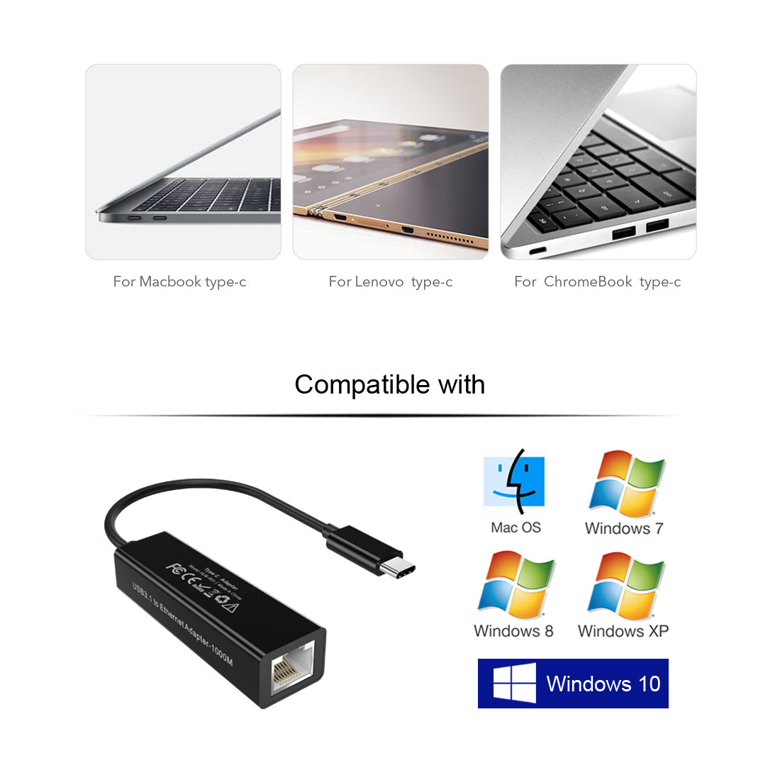 Choetech USB C to Ethernet Adapter, HUB R01 - High-Speed Gigabit LAN Port for MacBook Pro/Air, iPad Pro, Chromebook & More - Perfect for Home Office, Online Gaming & Video Conferencing
