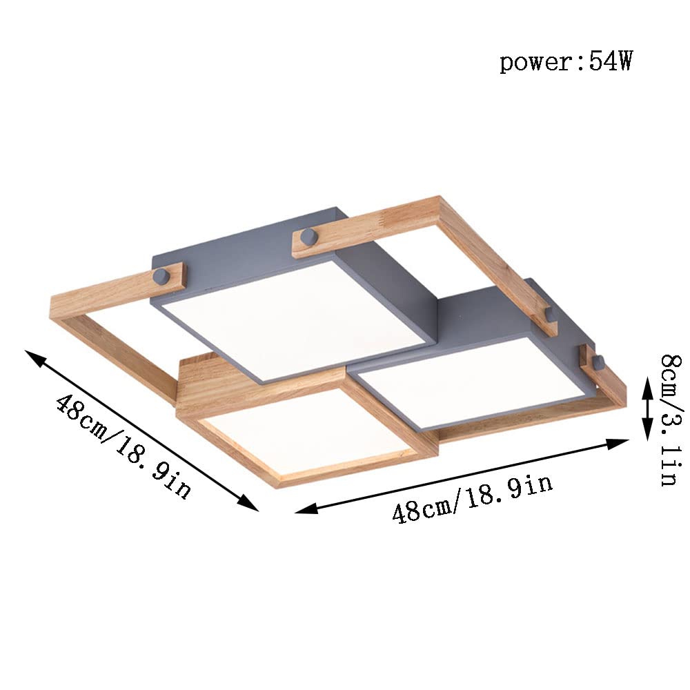 Japanese Style LED Ceiling Lamp - Wooden Decorative Recessed Lighting Fixture with Adjustable Dimmable Panel for Study, Bedroom & Living Room | Modern Home & Office Lighting Solution